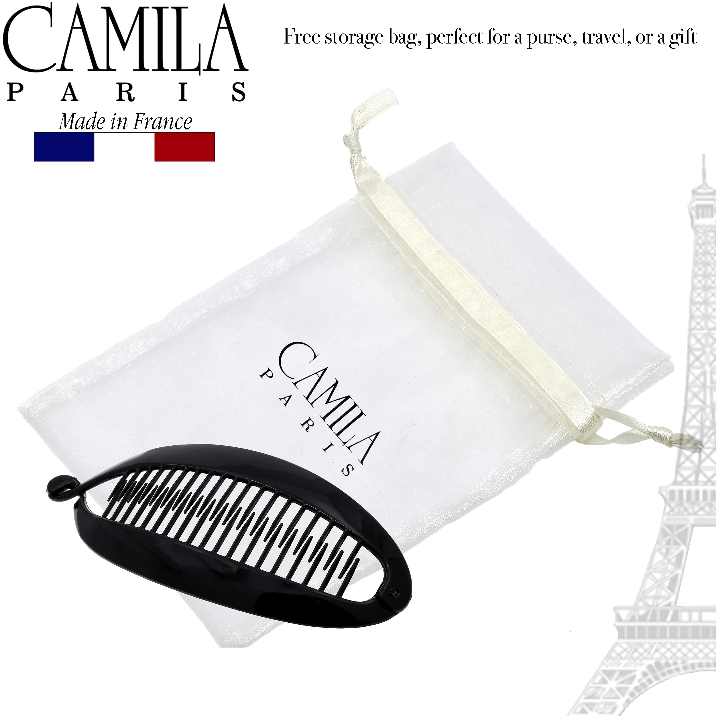 Camila Paris NV135 7 inch French Banana Clip Hair Comb Classic Girls Updo Flexible Ponytail Holder Interlocking Banana Combs, Fashion Durable Styling Hair Accessories for Women, Made in France