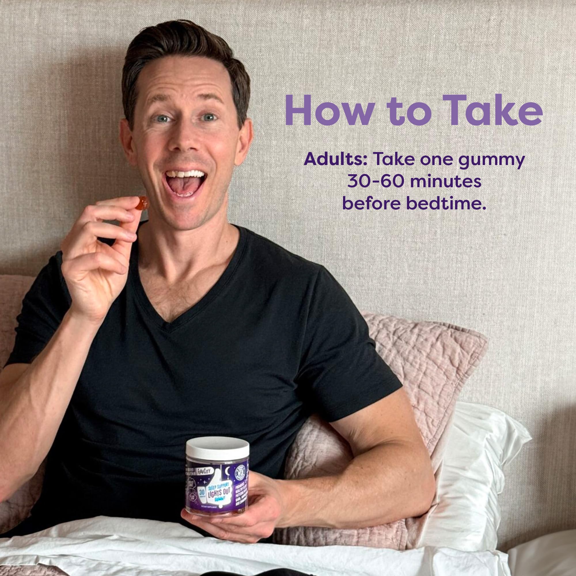 FlavCity Melatonin Sleep Gummies for Adults, Lights Out Gummy - Chewable Sleep Support Supplement with Plant-Based GABA, Magnesium & Chamomile for Deep & Restful Bedtime, 30-Day Supply