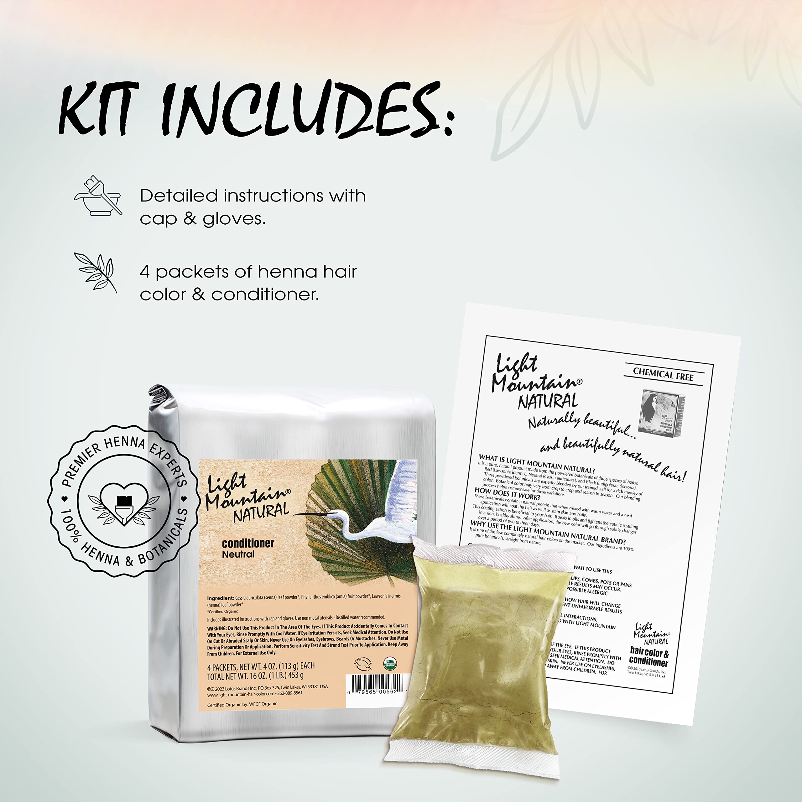 Light Mountain Natural Bulk Hair Color and Conditioner, Light Brown, 16 Ounce