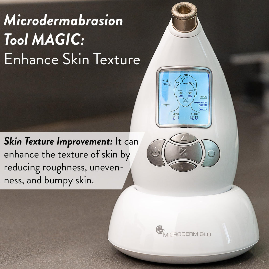 Microderm GLO Diamond Microdermabrasion System by Nuvéderm - #1 Advanced Home Facial Treatment Machine, Clinical Dermabrasion Anti-Aging Care, Perfect Blackhead Remover & Exfoliating Skincare Solution