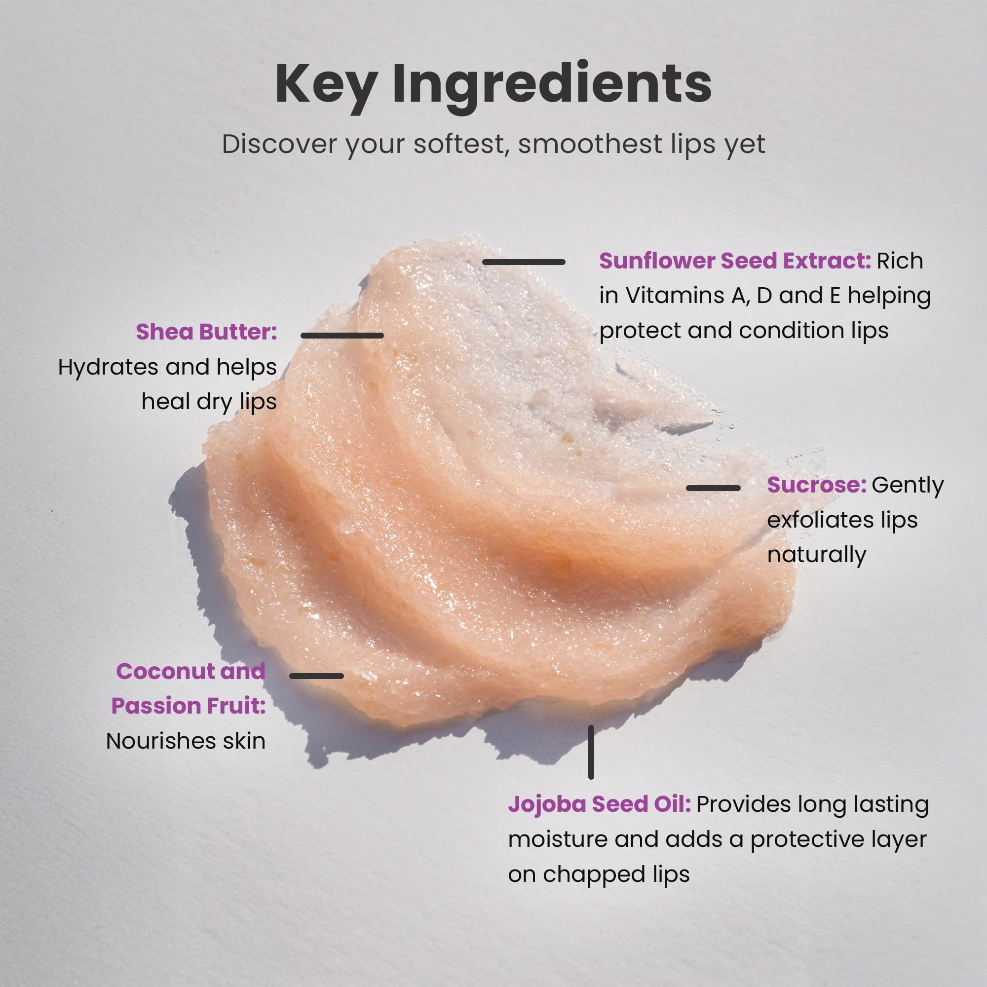 Dermasuri Lip Exfoliator Scrub and Moisturizer, Sugar Scrubs, Overnight Hydration & Softening, Brighten and Soften Dark Lips For Men & Women, Soothing Dryness, Coconut Passion Fruit Flavor 20g/0.7oz