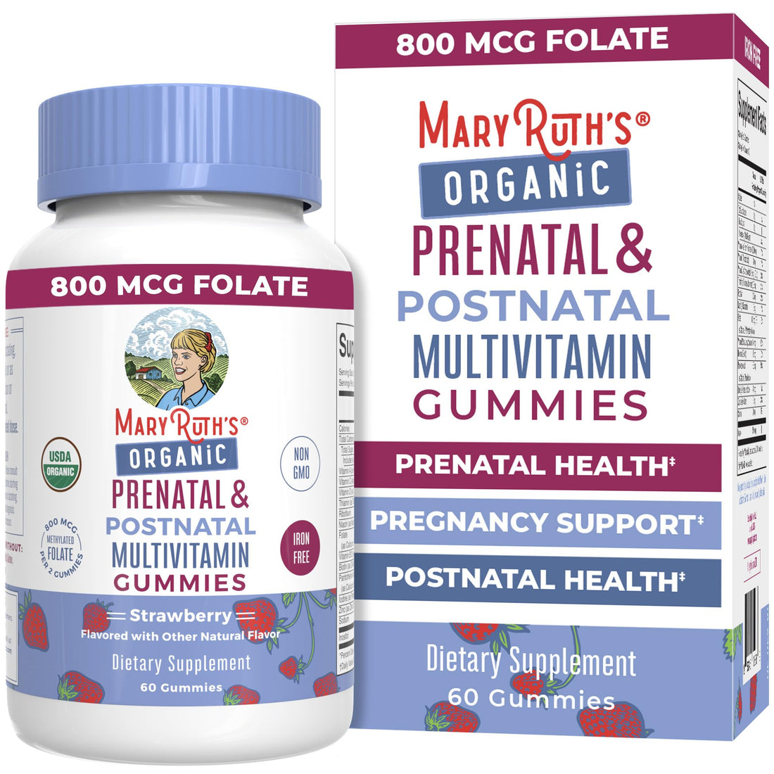 MaryRuth Organics Prenatal Vitamins for Women | USDA Organic Prenatal Gummies | Postnatal Vitamins for Women Breastfeeding | Methylfolate 800 mcg DFE | Iodine | Vegan | Non GMO | 30 Servings