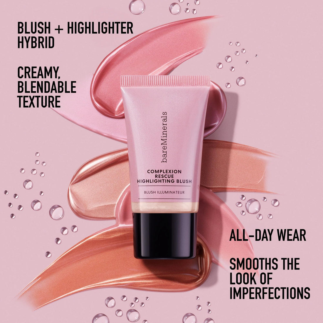 bareMinerals Complexion Rescue Highlighting Liquid Blush, Liquid Highlighter + Blush Hybrid, Buildable, Gel-Cream, Liquid Blush for Cheeks, All Day Wear, Vegan