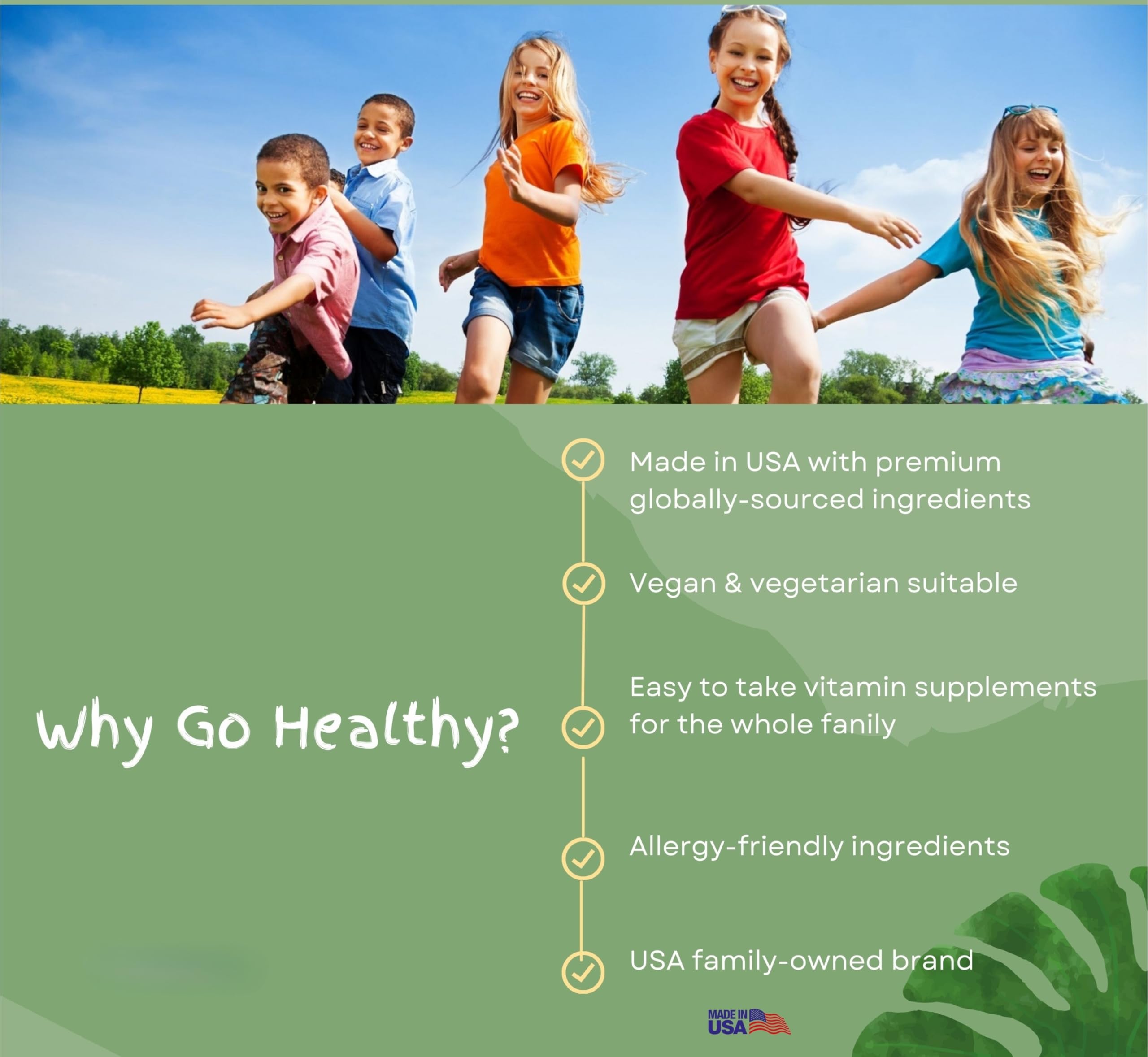 Go Healthy Kids Liquid Multivitamin - Vegan Vitamin Supplement Supports Children's Growth, Development & Immune Function, Ages 1 & Up, Delicious Fruit Flavor - 32 Servings