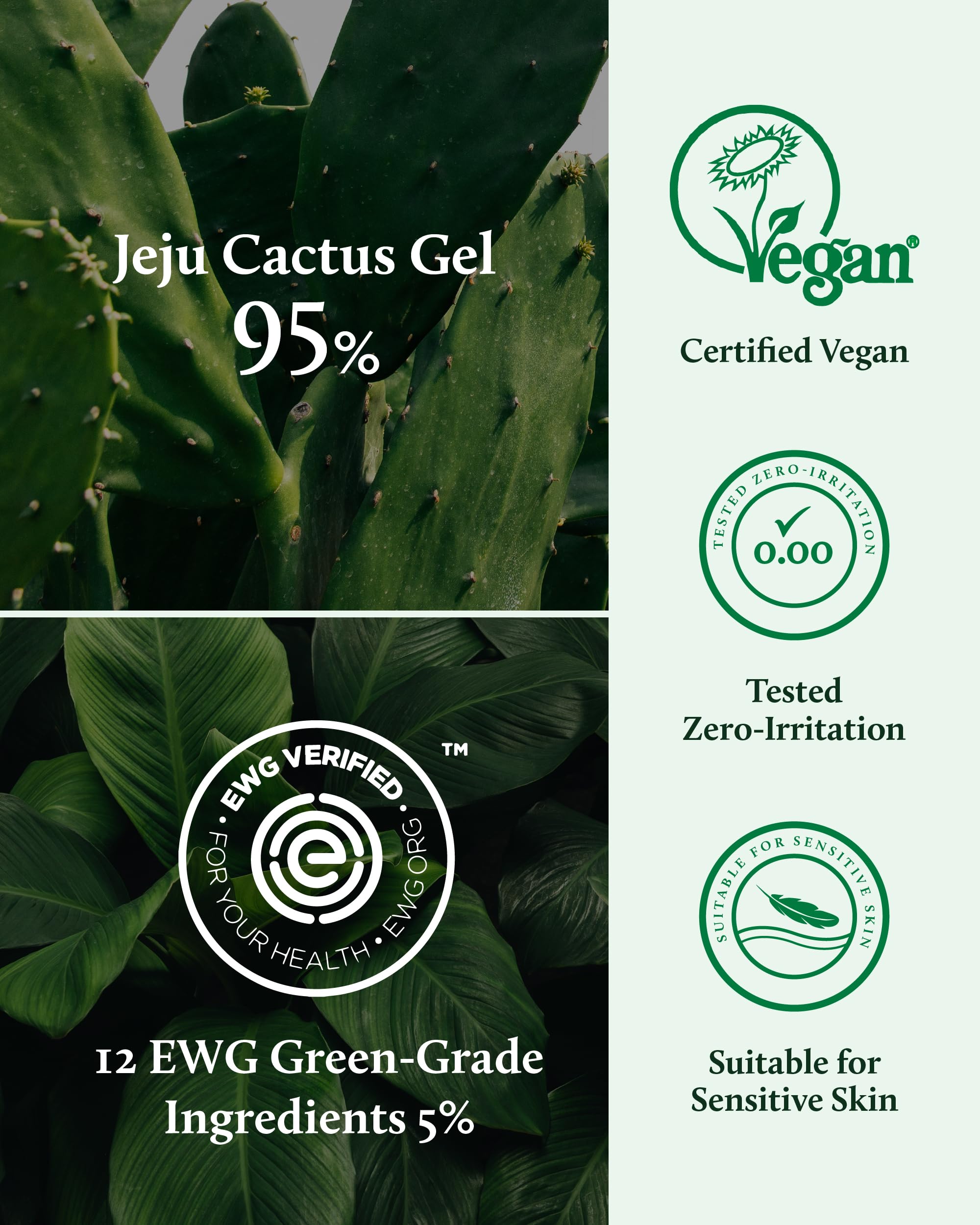 YADAH Cactus Soothing Gel (8.45fl oz) - Sunburn Relief, Calm, Cool & Soothe Irritated Skin, Face Redness. Korean Skin Care. 95% Cactus Extract, Vegan.