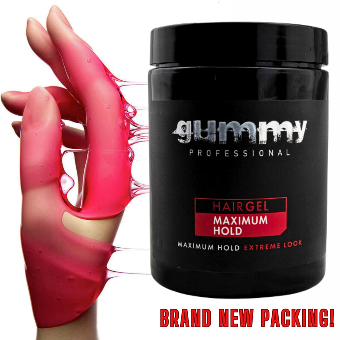 Gummy Hair Gel Maximum Hold & Extreme Look, Alcohol Free Hair Gel, 33,81 Fl Oz (Pack of 1) 1000 ml
