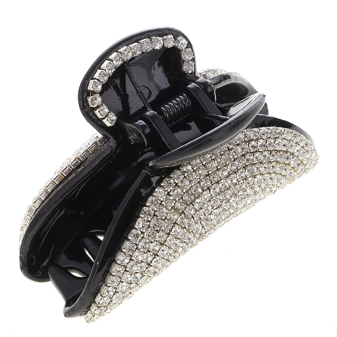 Women Lady Girls Exquisite Black Acrylic Full Diamond Rhinestones Plate Hair Jaw Clips Hairpin - Large Fancy Bathe Hair Claw Clip for Thick Hair (B#)