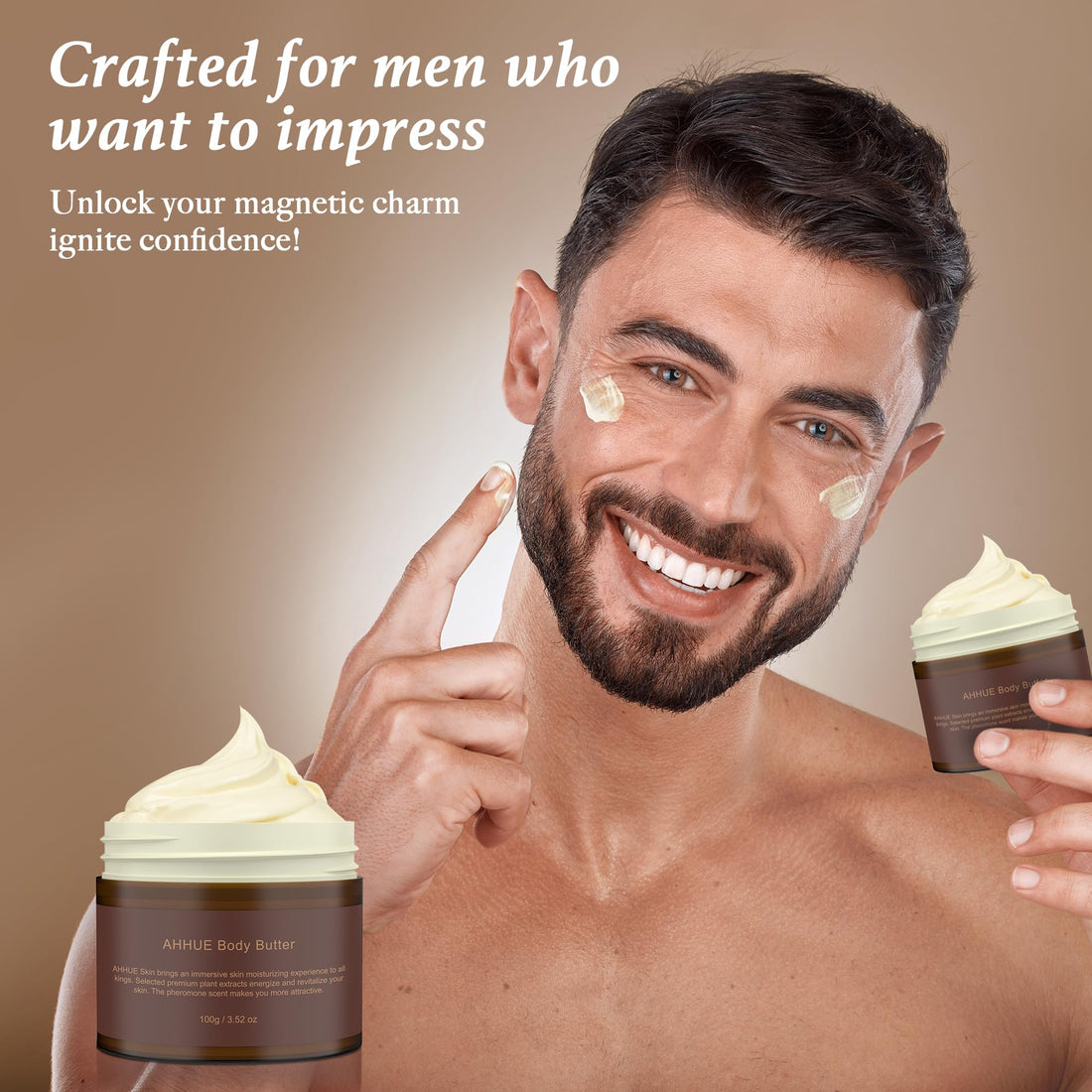 AHHUE Body Butter For Men - Body Butter With Pheromones - Natural and Organic Ingredients Shea Butter,Jojoba Oil&Camellia Seed Oil - Skin Moisturizing, Attractive Fragrance