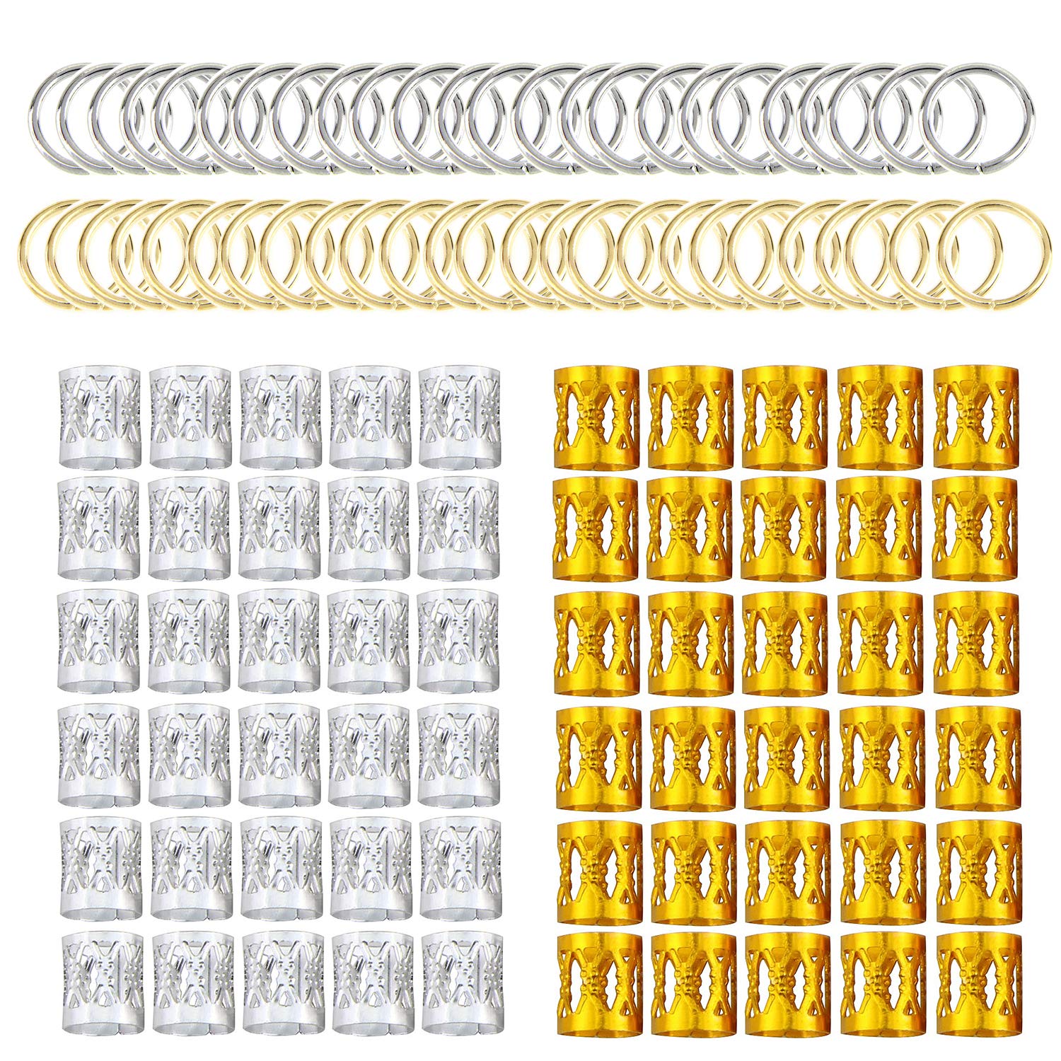 Ztweden 210Pcs Aluminum Hair Coil Dreadlocks Beads Hair Cuffs Hair Braids Clips Hair Decoration Braid Jewelry For Braids Accessories