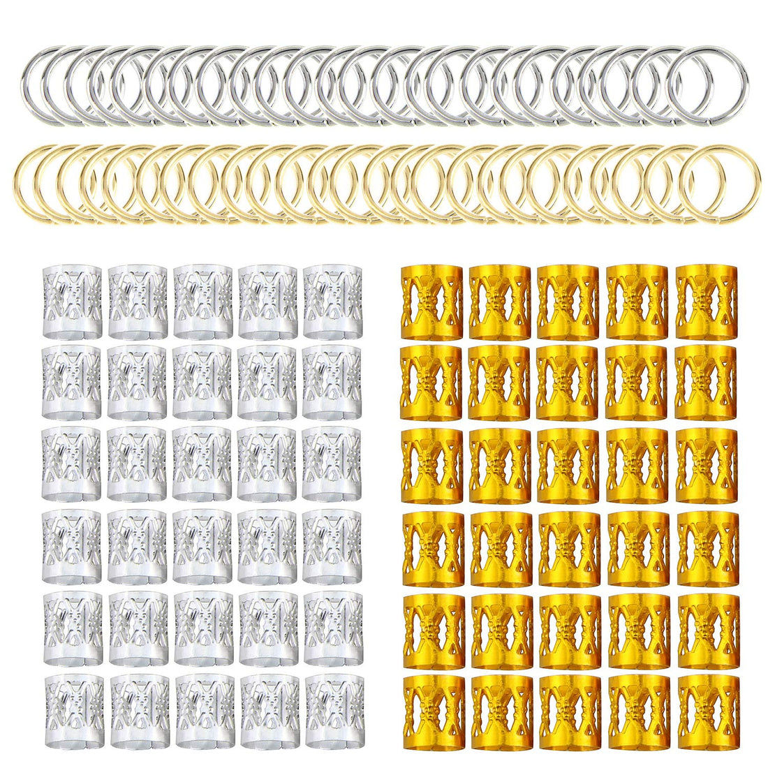 Ztweden 210Pcs Aluminum Hair Coil Dreadlocks Beads Hair Cuffs Hair Braids Clips Hair Decoration Braid Jewelry For Braids Accessories