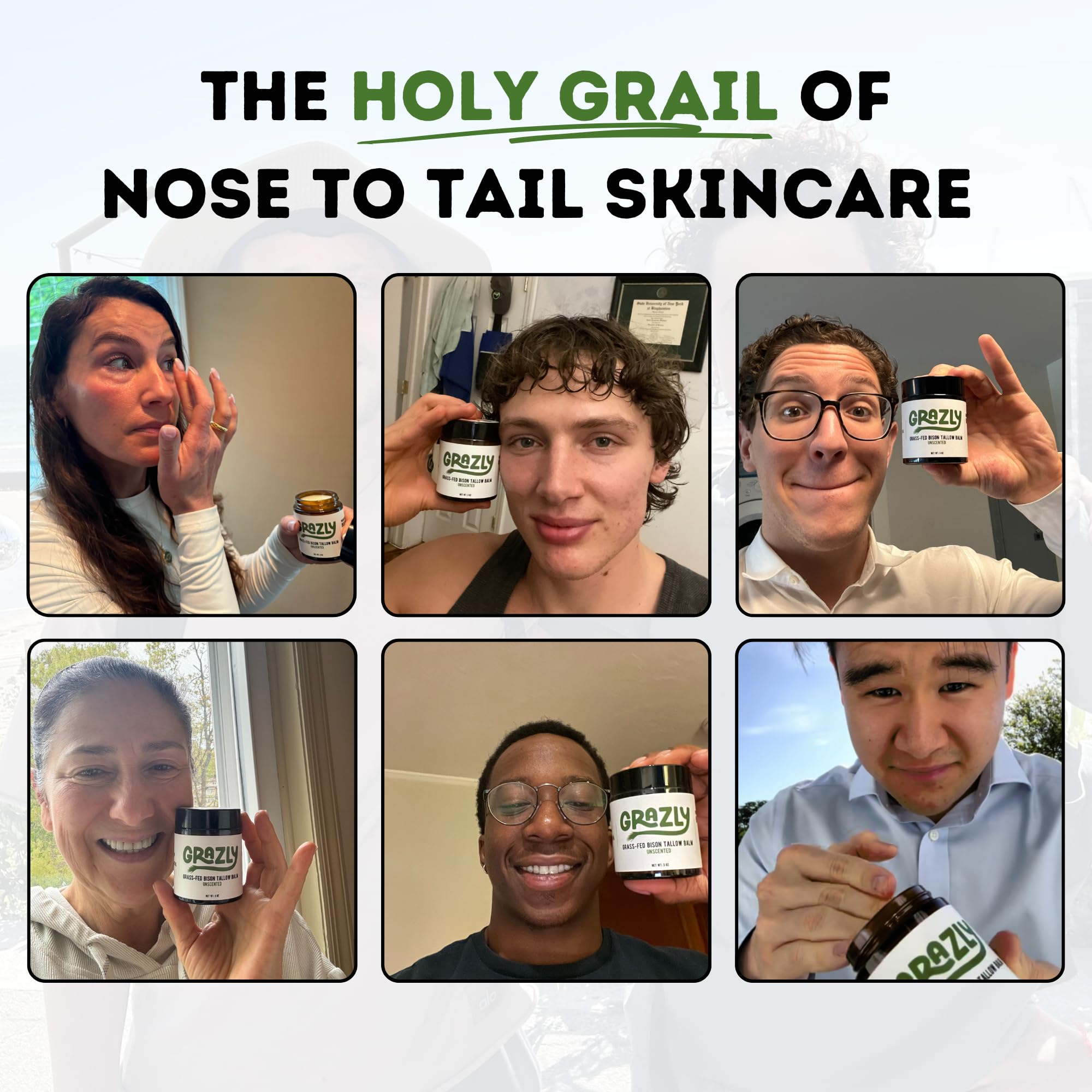 Grazly Unscented Manuka Honey & Bison Tallow Balm – 100% Organic, Grass-Fed Face & Body Moisturizer for Dry Skin, Acne-Prone Skin & Wrinkles – Ancestral Formula with Coconut Oil, Raw Beeswax – 3oz