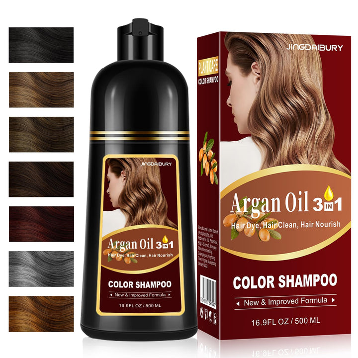 Blonde Brown Hair Dye Shampoo, 4 Weeks of Vibrant Color, 3 in 1 Argan Oil Color Shampoo Hair Dye for Women & Men, Magic Hair Color Shampoo for Gray Hair, Semi-Permanent Hair Color, Easy to Use, 500Ml