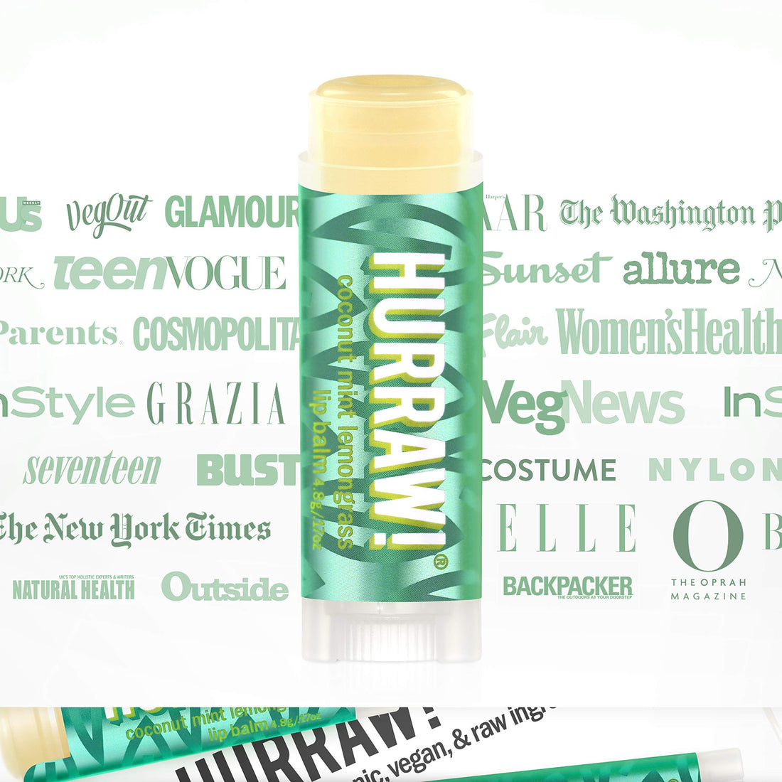 Hurraw! Coconut, Mint, Lemongrass (Pitta) Lip Balm, 2 Pack: Organic, Certified Vegan, Cruelty and Gluten Free. Non-GMO, 100% Natural Ingredients. Bee, Shea, Soy and Palm Free. Made in USA