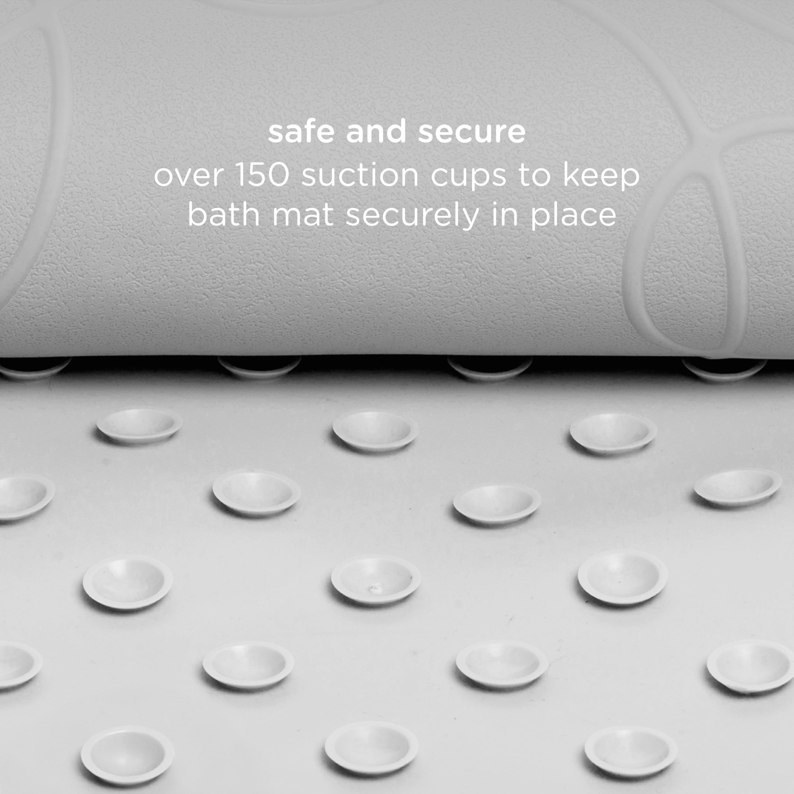 Ubbi Cushioned Non-Slip Bath Mat for Baby, Powerful Suction Cups, Baby Bathtub Time Essentials, Gray