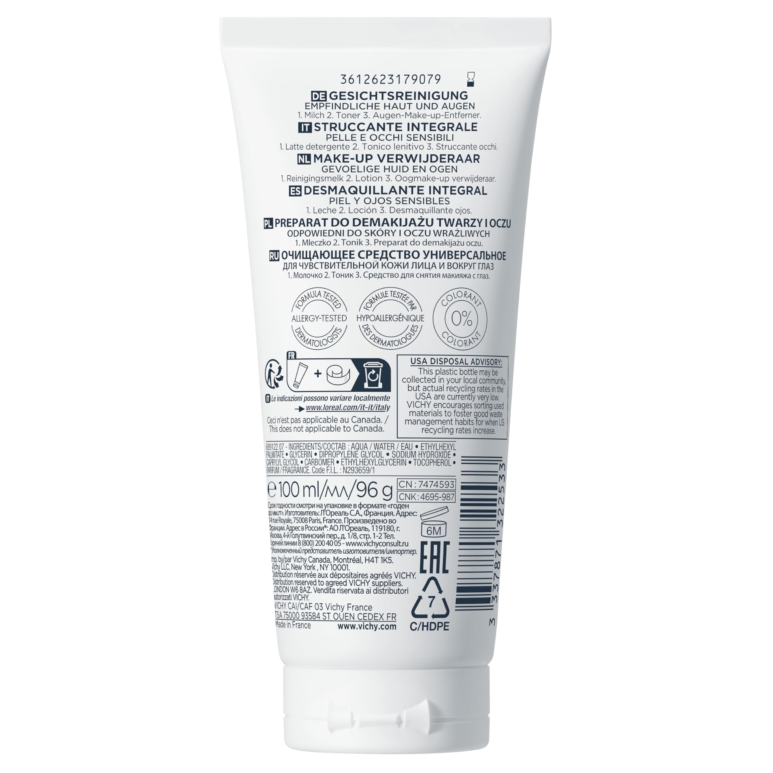 Vichy Pureté Thermale One Step Cleanser | Face Wash + Toner + Makeup Remover | No Rinse Required | Gentle Eye Makeup Remover | Suitable For Sensitive Skin & Contact Lenses | Non-Oily | Alcohol Free