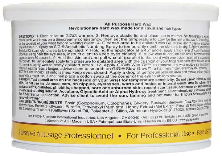 GiGi All Purpose Hard Wax Professional Spa Salon Gentle Body Hair Removal 14oz