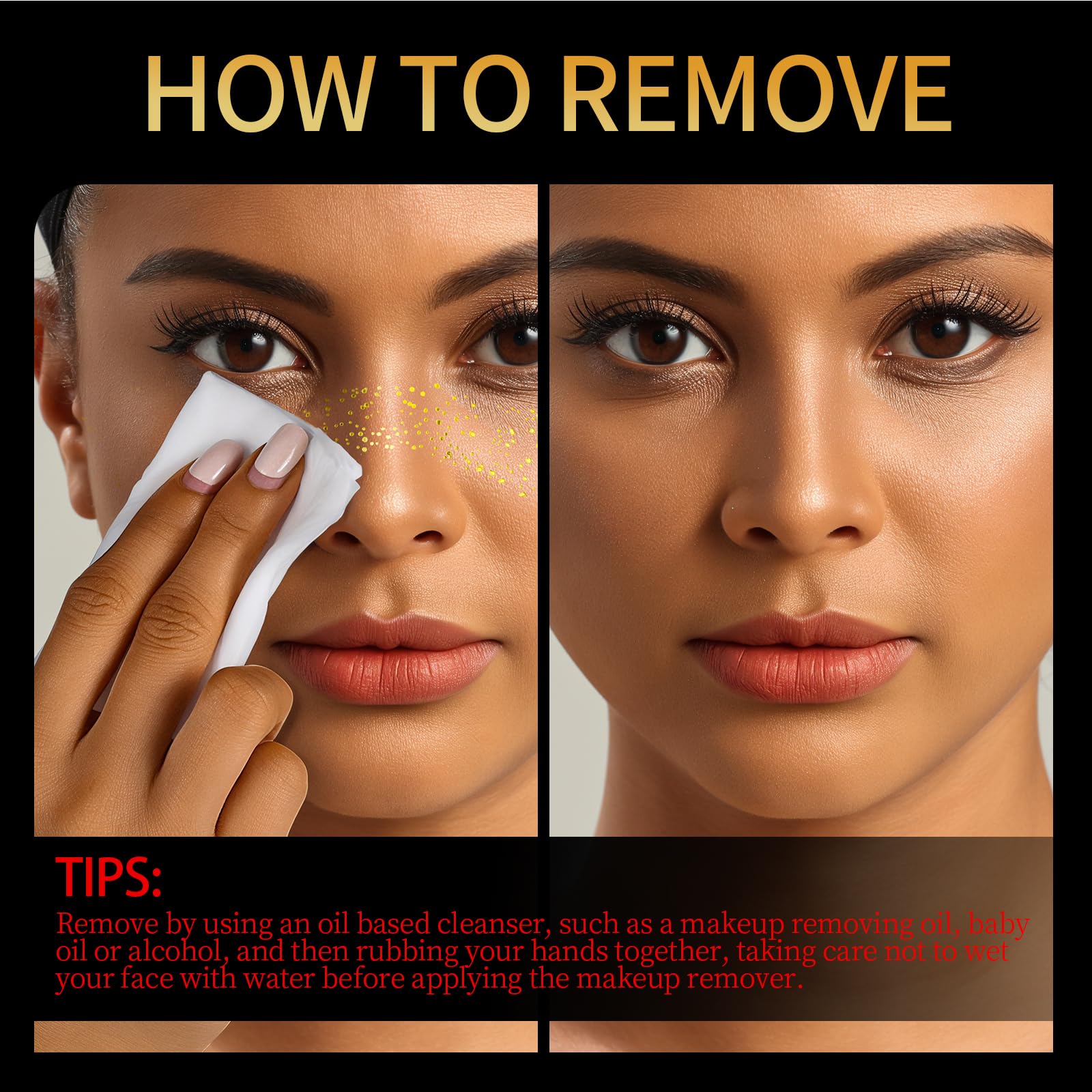 Teenitor 6 PCS Glitter Freckles Face Tattoo, Gold Face Glitter Speckles Patches, Sweatproof Waterproof Fake Freckles Sparkle