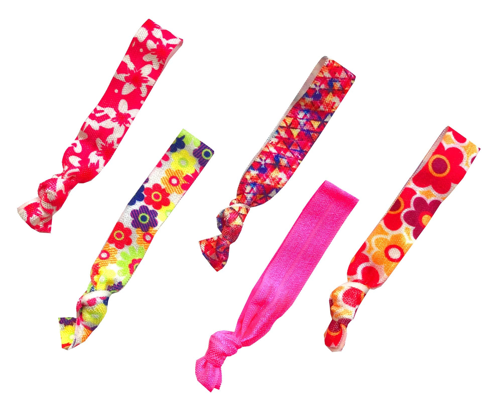 Syleia 100 Hair Ties - Printed Patterns And Solid Colors - Plus One Bonus Hair Tie - Elastic Ponytail Holders No Crease Hand Knotted Fold Over Assorted 100 Pack