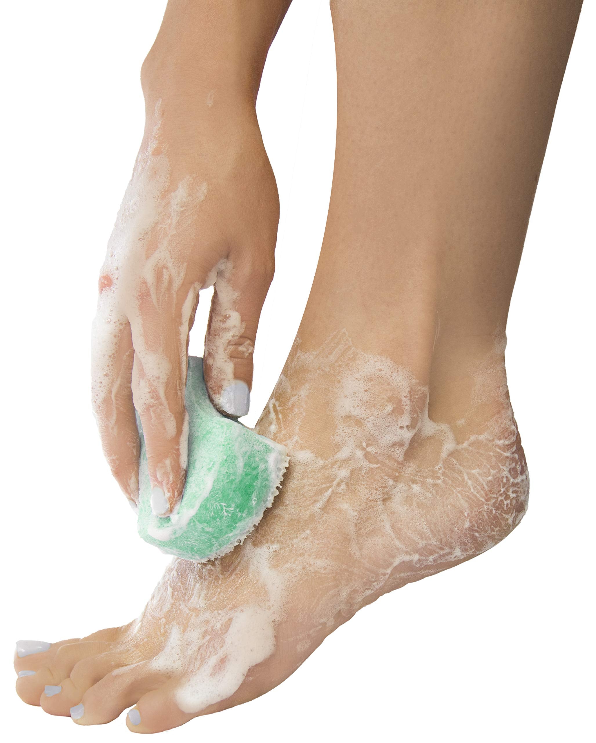 Spongeables Pediscrub Foot Buffer -The Soap In The Sponge Contains Peppermint and Tea Tree Oil For Foot Exfoliating/20+ Washes With Mint Scent, 3 Count