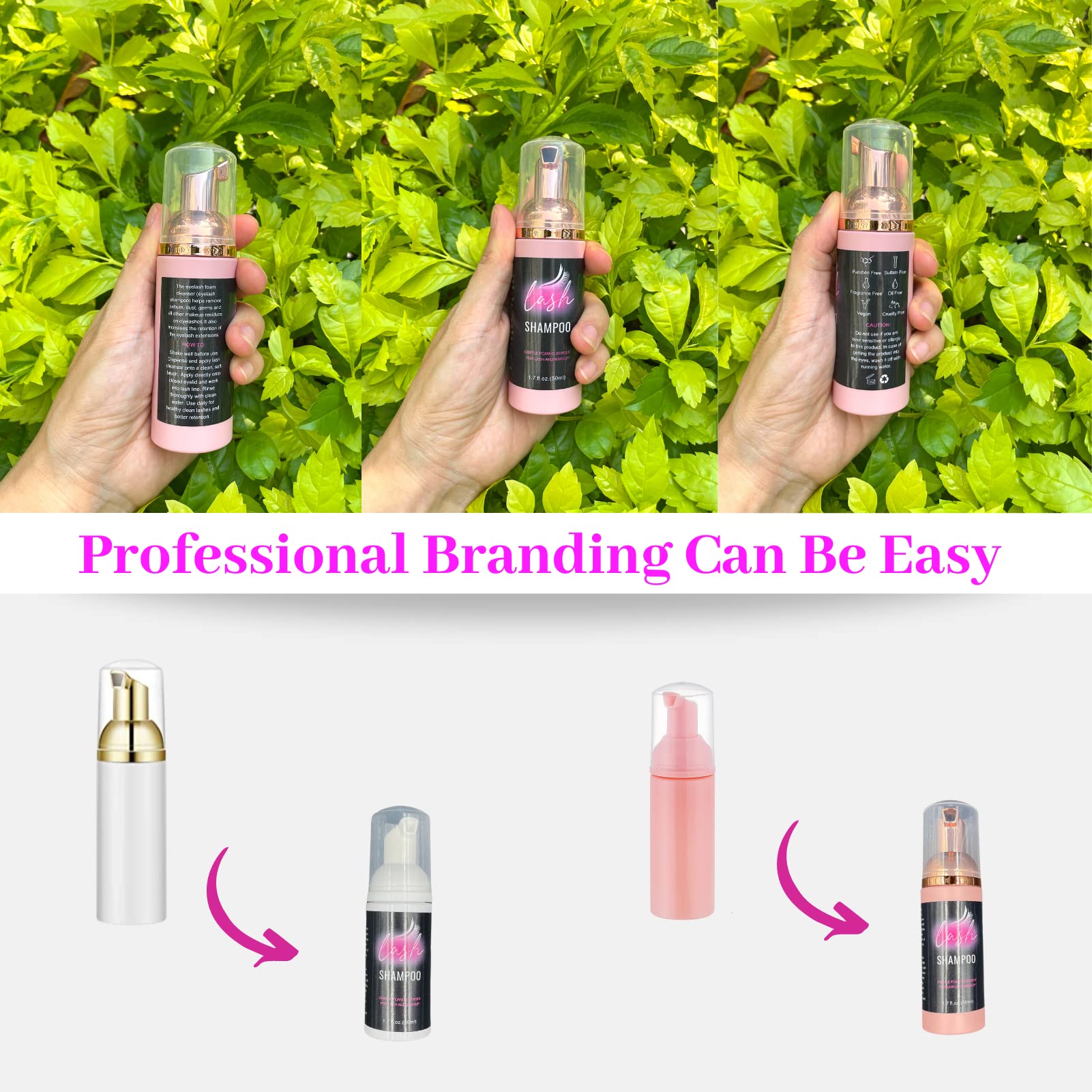 Lash Shampoo Label Stickers for Bottle 50pcs Eyelash Extensions Bath Wash Labels for Foam Pump Dispenser