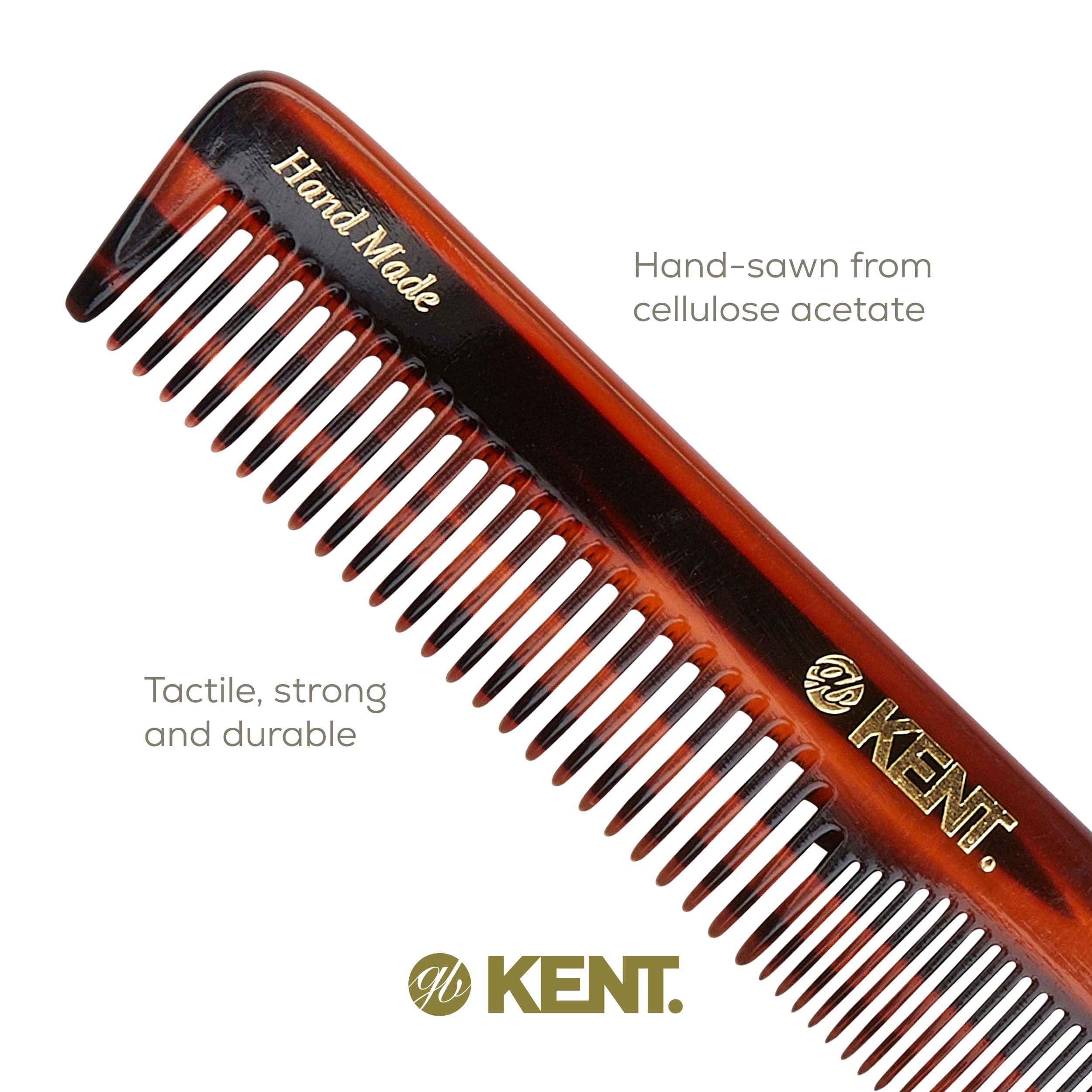 Kent 5T 6.5 175 mm The Hand Made Coarse/Fine Toothed Comb for Men. Sawcut (2 PACK)