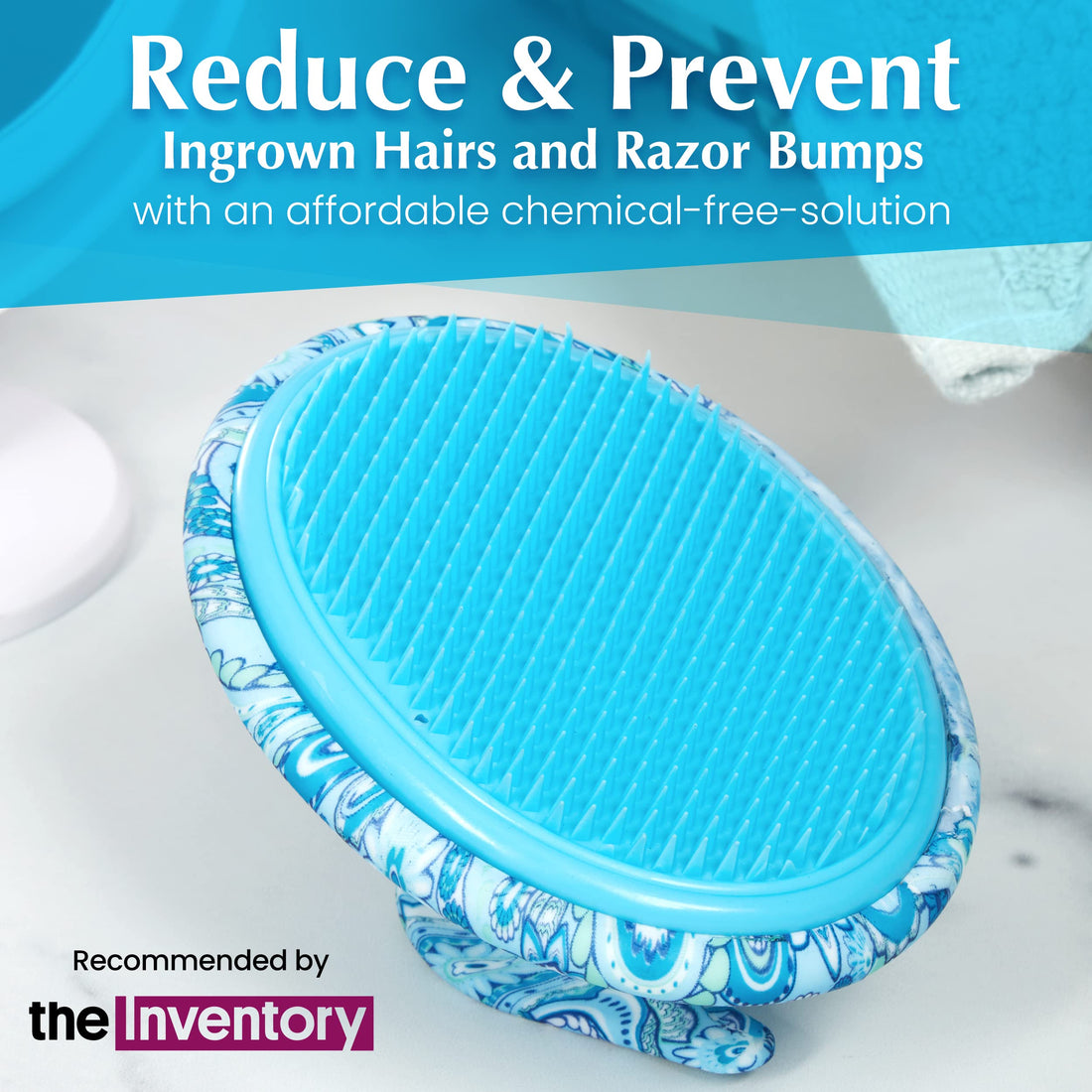 Dylonic Body Brush for Razor Bumps and Ingrown Hairs Treatment - 1pk Skin Exfoliator for Body Shaving Irritation, Strawberry Legs, Armpit, Bikini Line - Blue