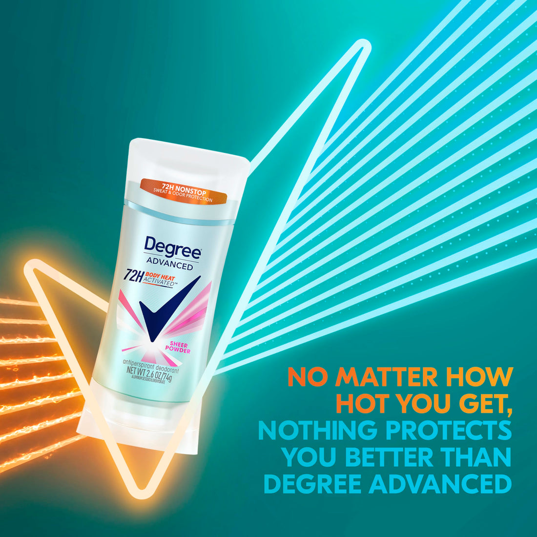 Degree Advanced Protection Antiperspirant Deodorant Sheer Powder for 72-Hour Sweat & Odor Control for Women, with Body Heat Activated Technology, 2.6 oz