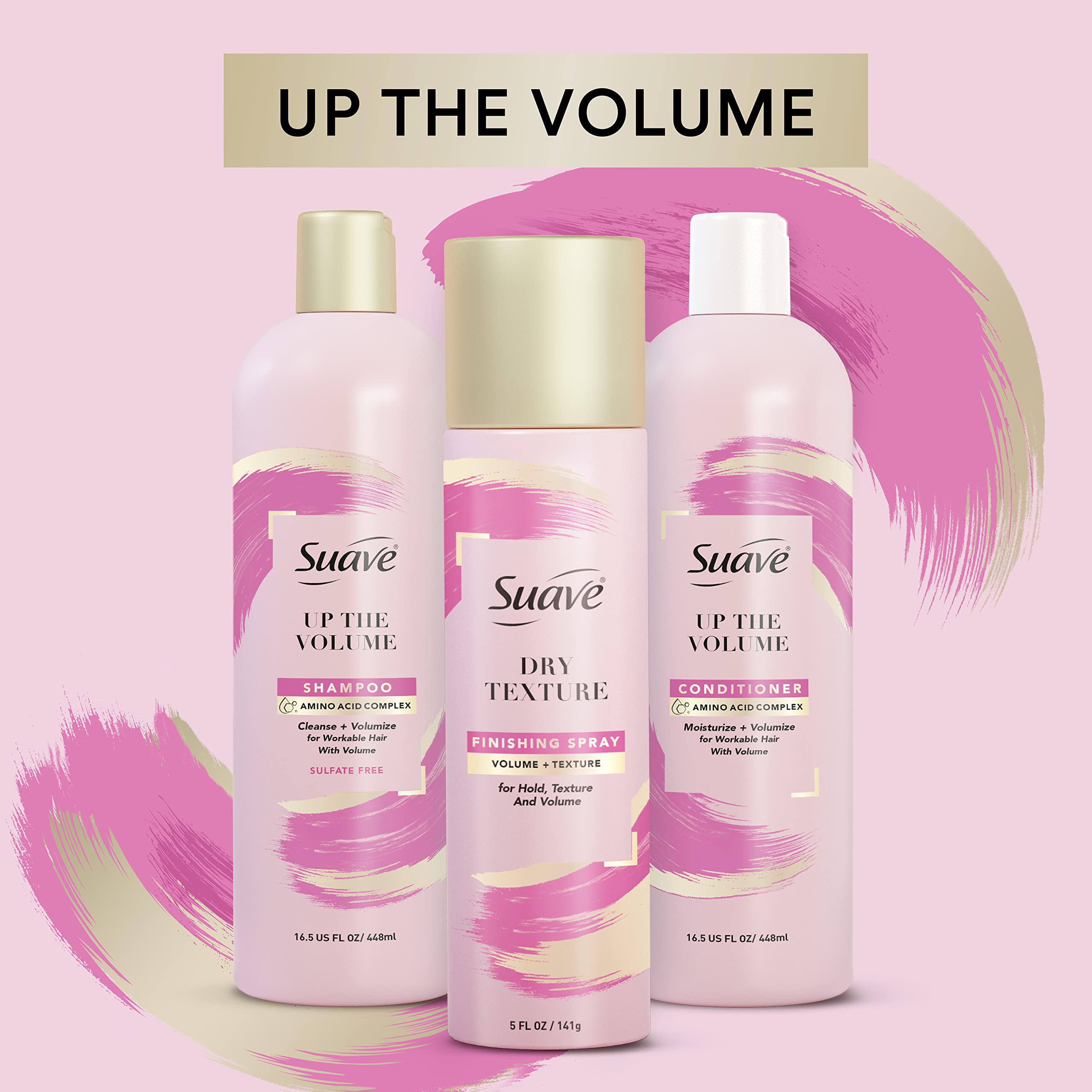 Suave Pink Up The Volume Shampoo For Volumized Hair Volumizing Sulfate Free Shampoo 16.5oz