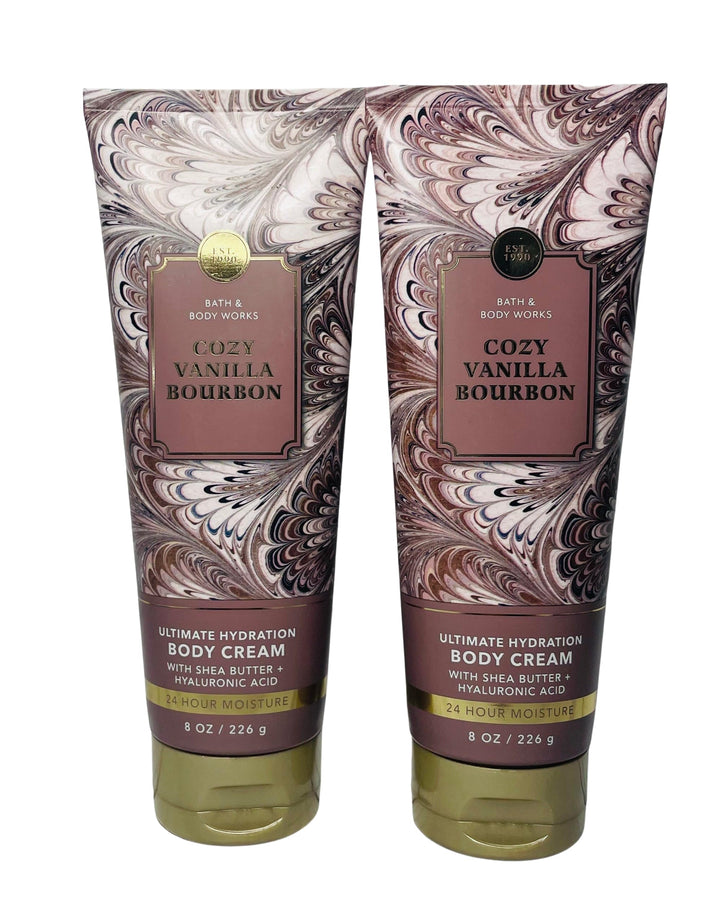 Bath and Body Works Cozy Vanilla Bourbon Body Cream, 8 oz, Pack of 2