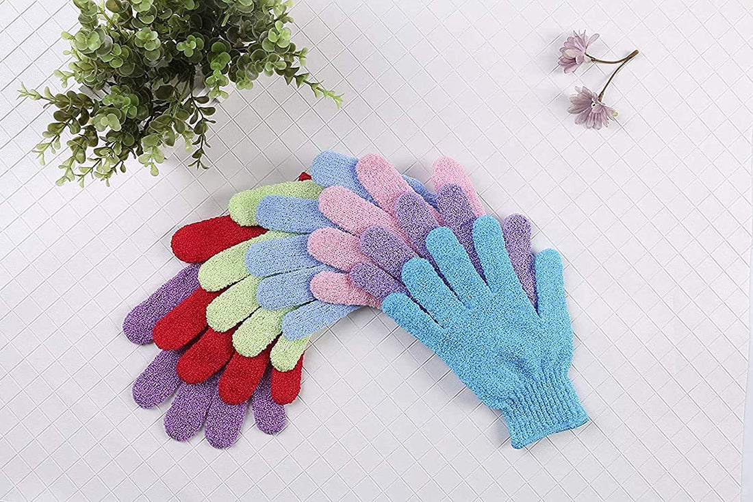8 Pairs Double Sided Exfoliating Gloves Body Scrubber Scrubbing Glove Bath Mitts Scrubs for Shower, Body Spa Massage Dead Skin Cell Remover 1