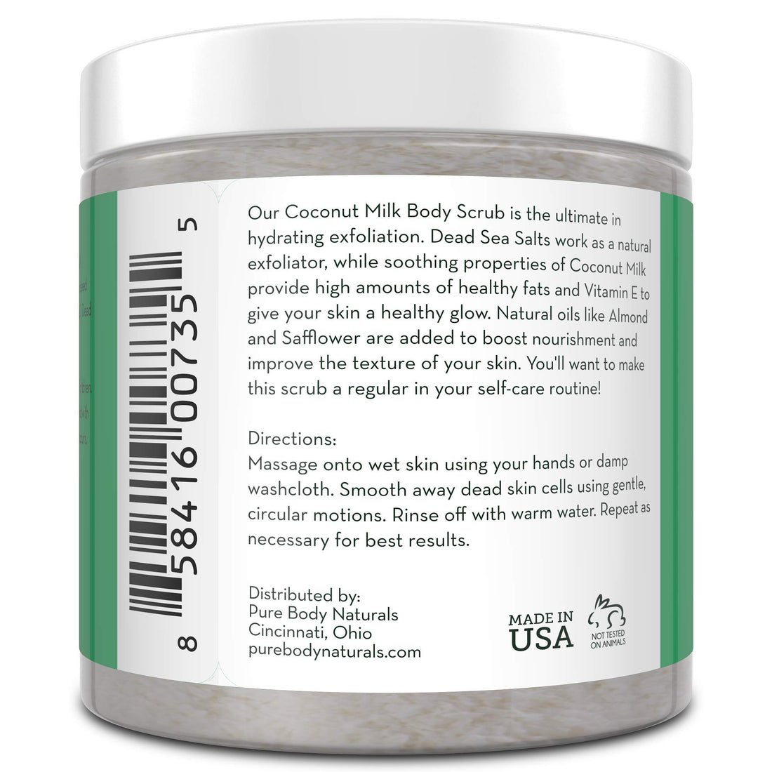 Pure Body Naturals Exfoliating Body Scrub with Hydrating Coconut Milk and Detoxifying Dead Sea Salt, Moisturizing Exfoliating Scrub, 12 Ounce (Packaging Varies)