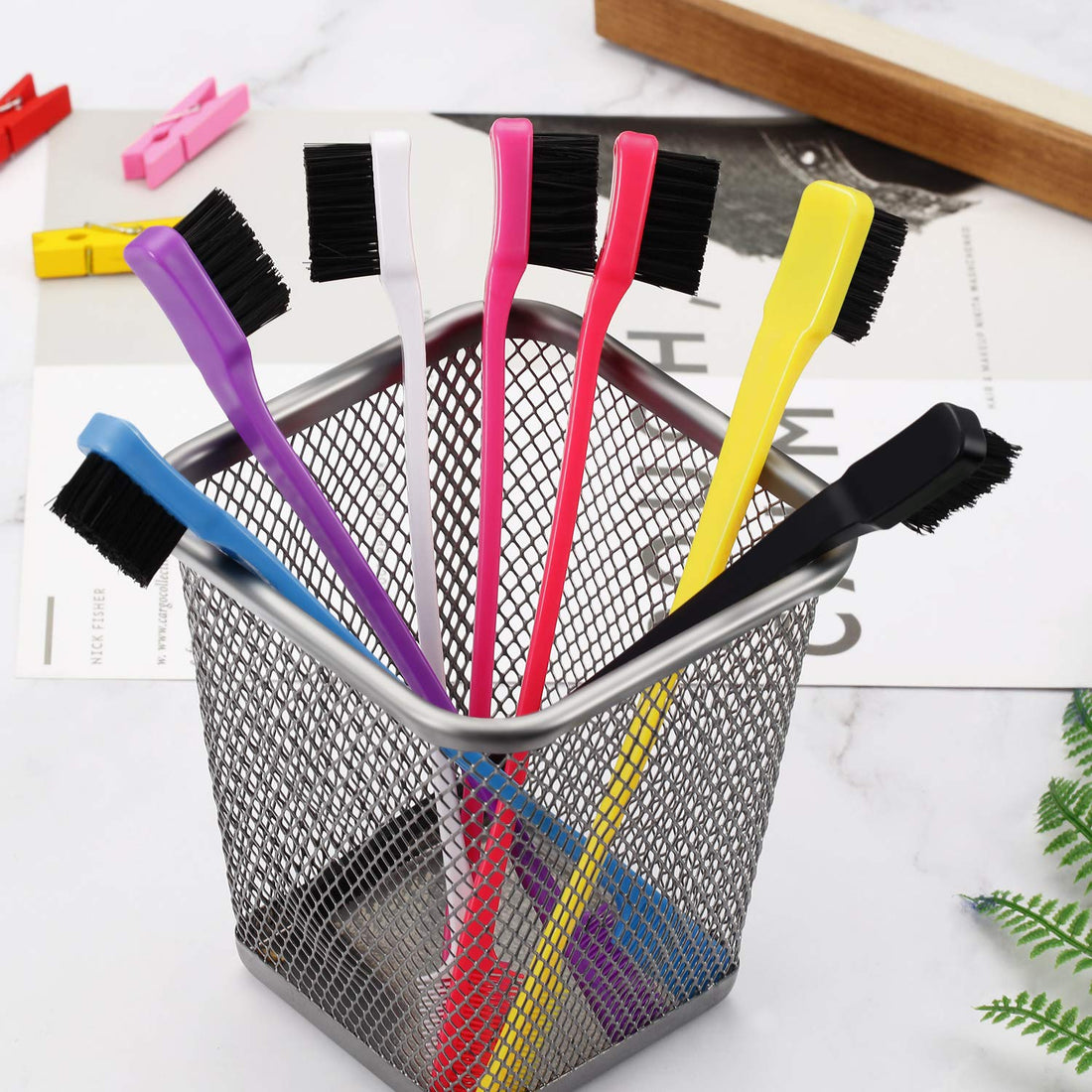 14 Pieces Hair Edge Brush Double Sided Control Hair Brush Comb Set Smooth Comb Grooming, 7 Colors