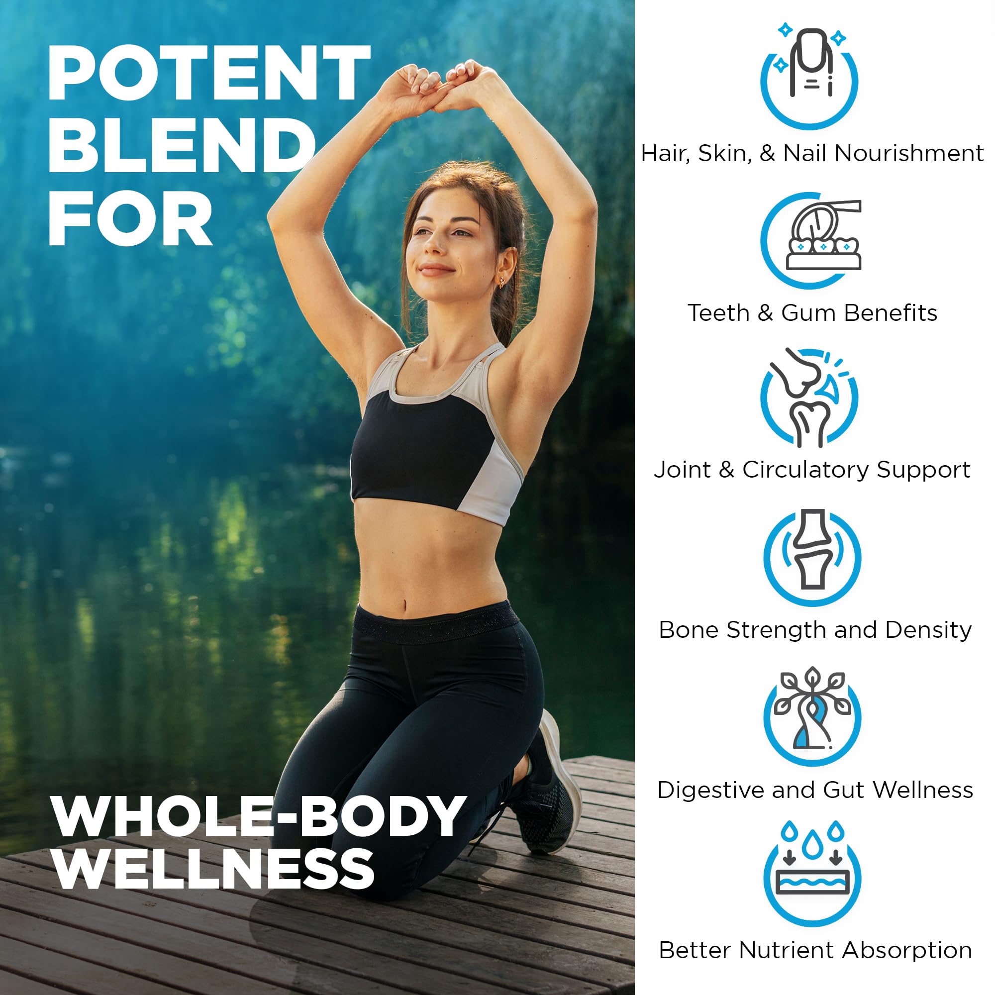 Nutrivein Multi Collagen Pills 2250mg - 180 Collagen Capsules - Type I, II, III, V, X, Anti-Aging, Healthy Joints, Hair, Skin, Bones, Nails, Hydrolyzed Protein Peptides for Woman and Men