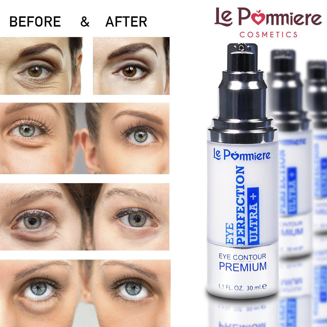 Le Pommiere Eye Contour Cream 30Ml Anti Bags, Dark Circles And Wrinkles. Anti-Age To Attenuate Lines Of Expression And Crow'S Feet. Anti-Wrinkle With Vitamin E, Elastin And Panthenol For A You