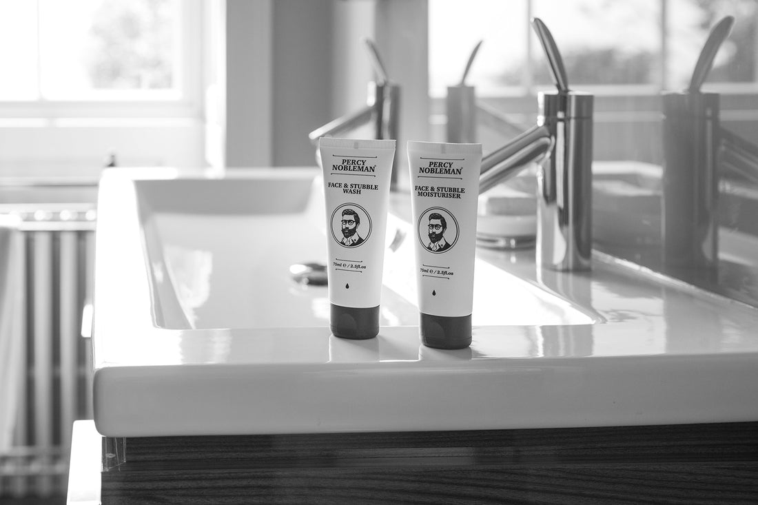 Face and Stubble Wash by Percy Nobleman 75 ml / 2.5fl.oz. An Invigorating and hydrating Face Wash For Men. Cleanse and Soften Your Face and Skin with Our Awakening 98% Naturally Derived Face Wash