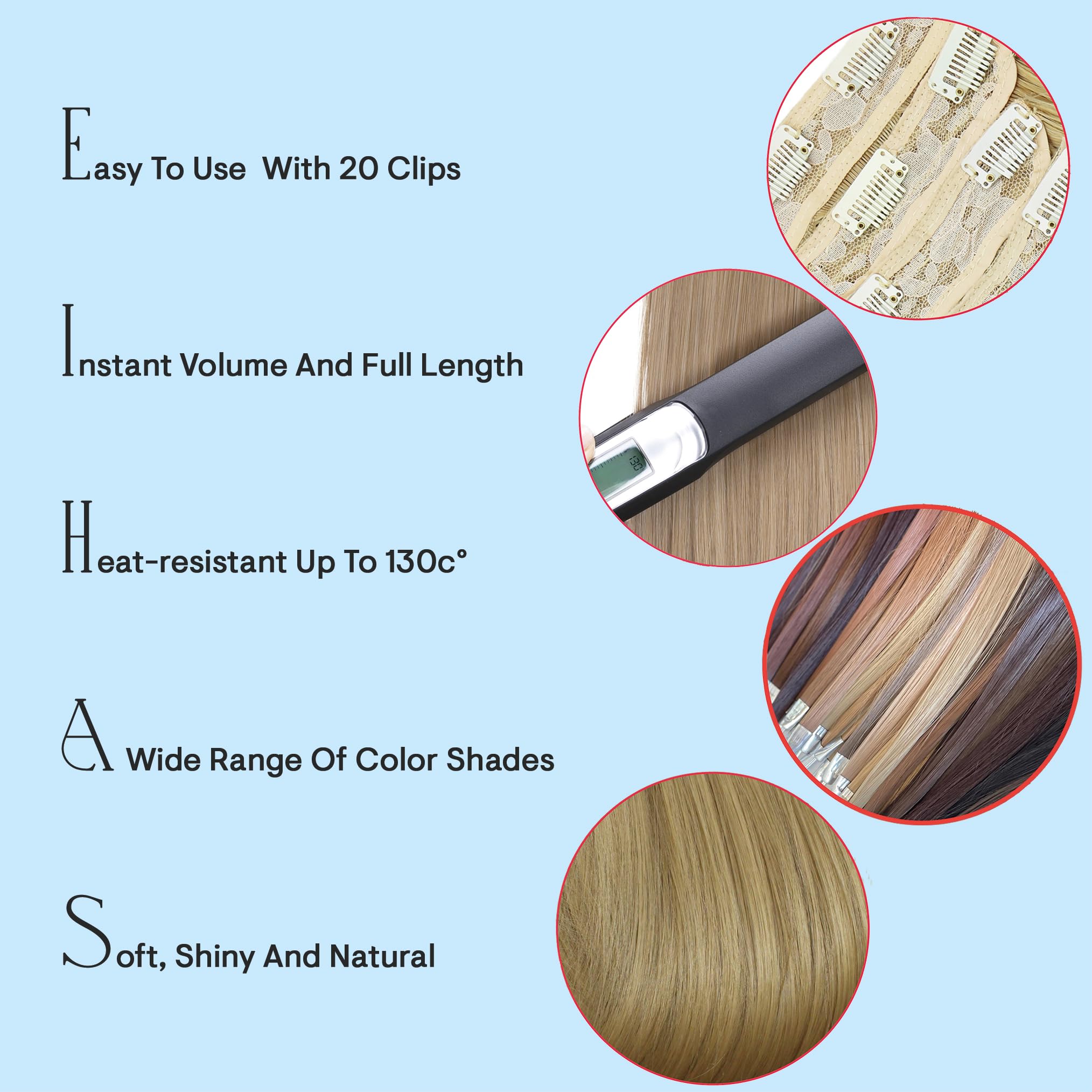 wein red #118CES10 : PRETTYSHOP XXL Set 8 pcs 24 Clip In Hair Extensions Full Head Hairpiece Wavy Curled Or Straight Heat-Resisting Div. Colors (bordeaux red straight #118 CES10)