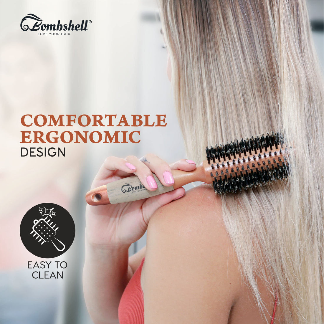 bombshell blowout Hair Brush Classic Round Sustainable Wood (2 inch)