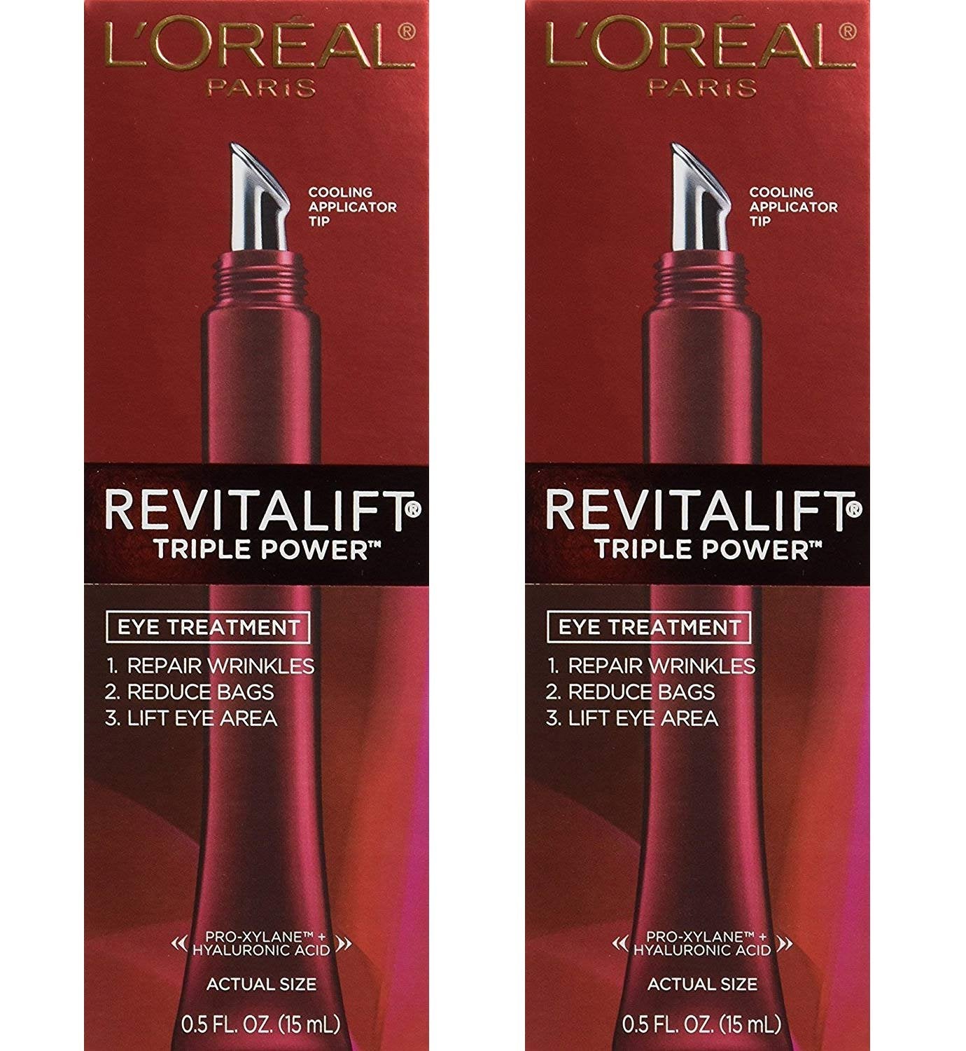 (Pack of 2 ) L'Oreal Paris RevitaLift Triple Power Eye Treatment, 0.5 Fluid Ounce
