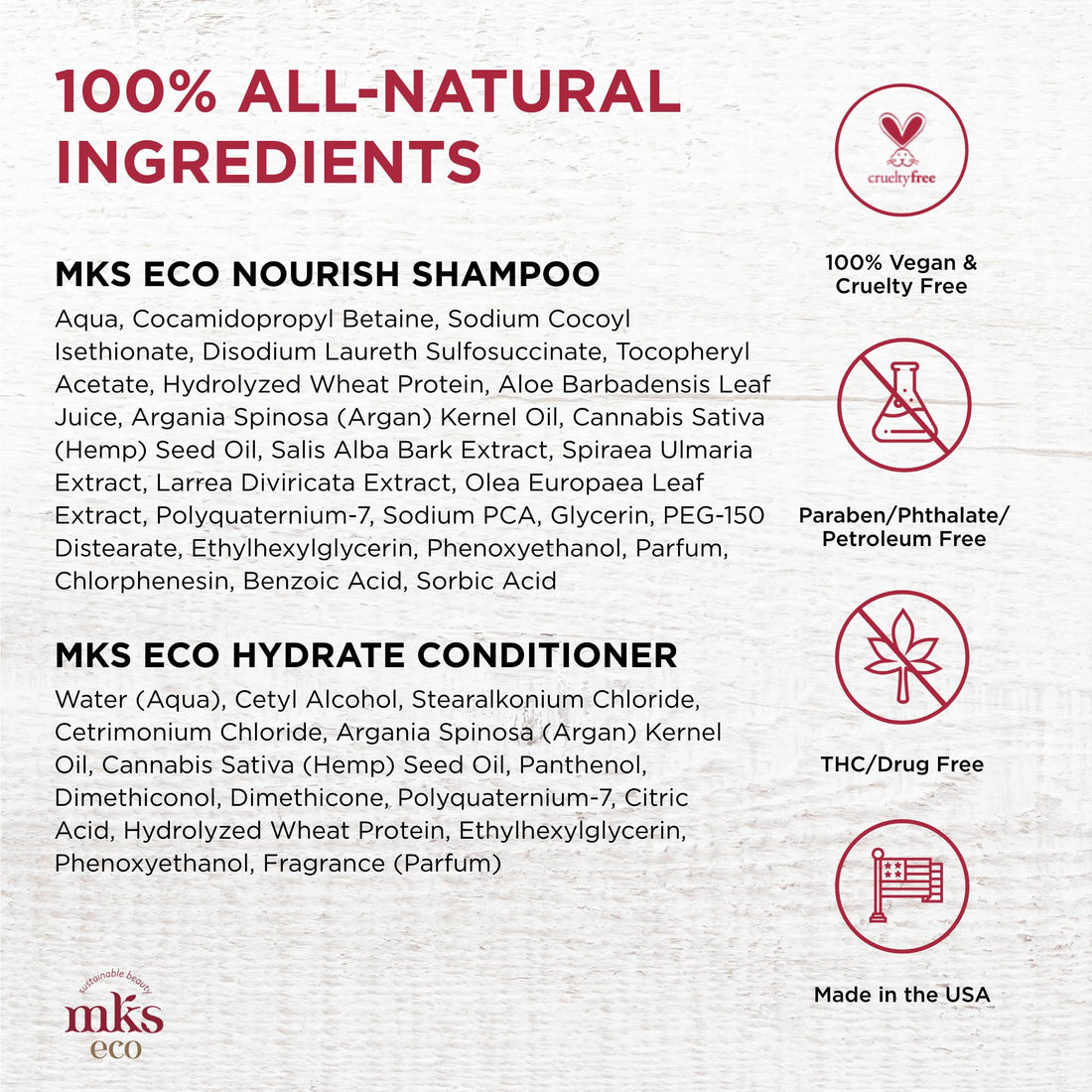 MKS eco Nourish Shampoo, Original Scent (10 fl oz) + MKS eco Hydrate Conditioner, Original Scent (10 fl oz) - Moroccan Argan Oil, Hemp Seed Oil - Vegan, Cruelty Free