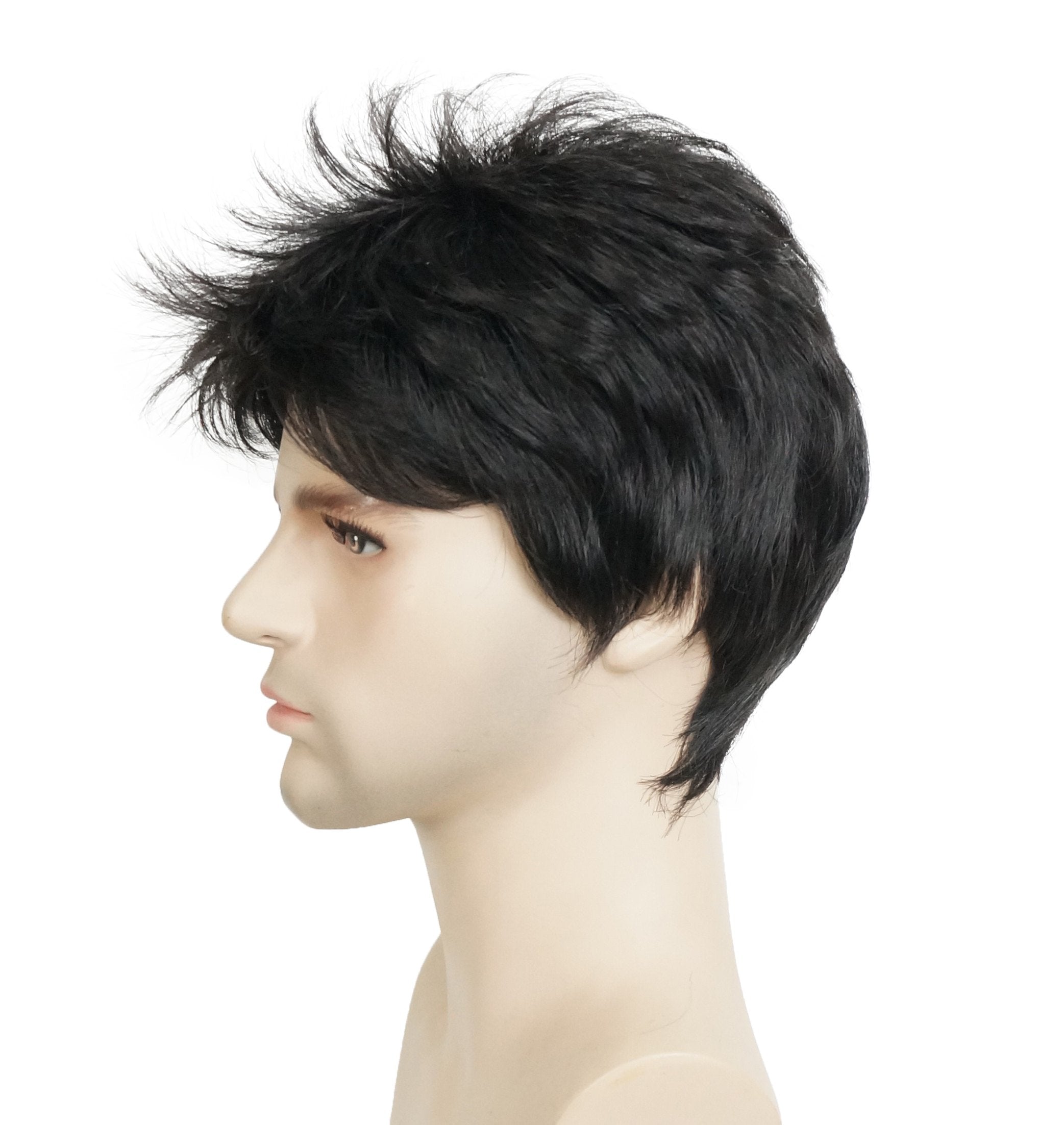 Lydell Men Wig Natural Black Short Straight Hair Synthetic Full Wigs