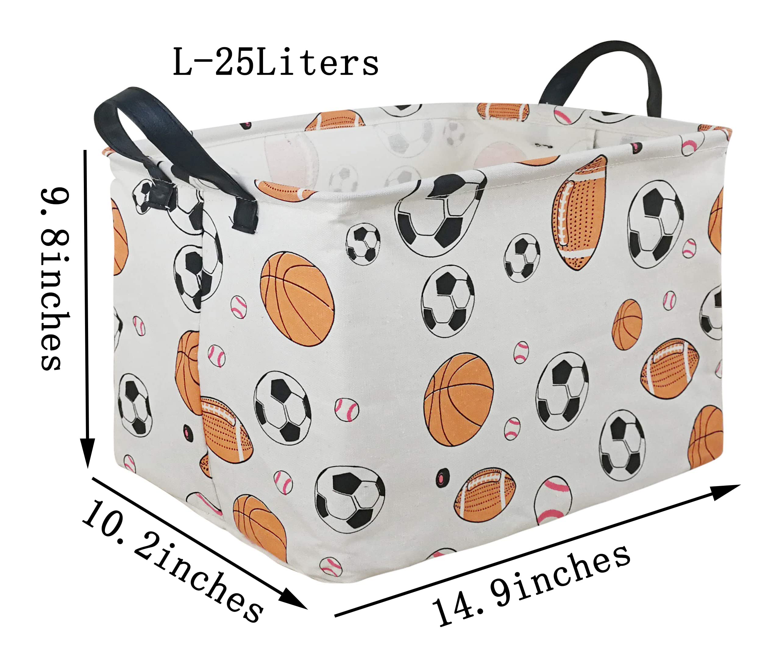 KUNRO Rectangle Toy Bin Waterproof storage organizer for Nursery Hamper Home decor Closet Kids Bedroom Laundry Baby Gift Shelf Baskets(Balls)