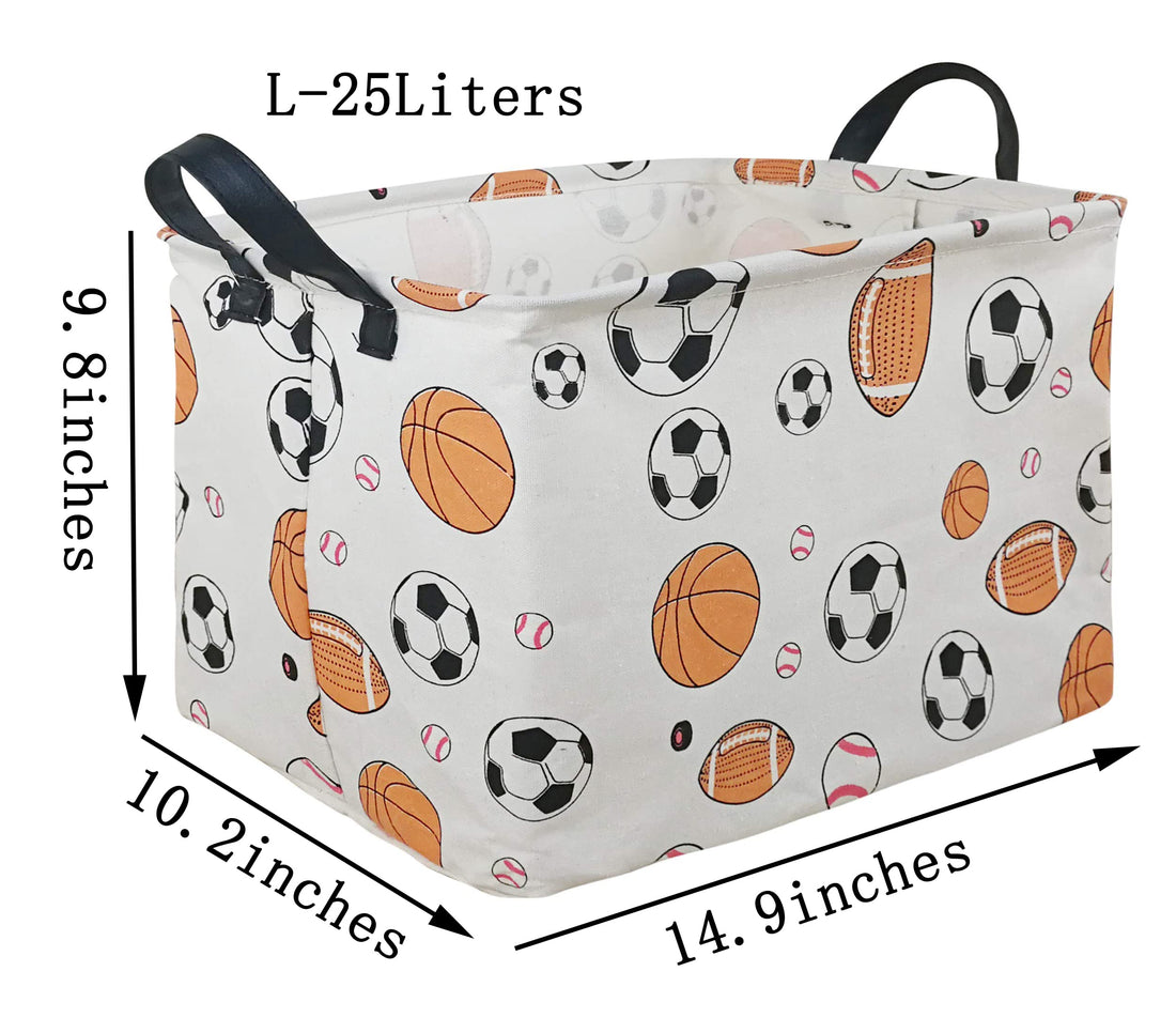 KUNRO Rectangle Toy Bin Waterproof storage organizer for Nursery Hamper Home decor Closet Kids Bedroom Laundry Baby Gift Shelf Baskets(Balls)