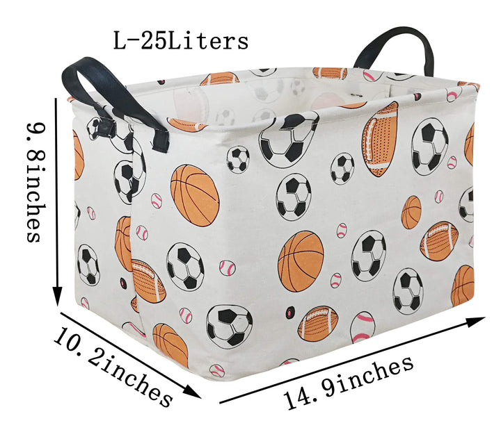 KUNRO Rectangle Toy Bin Waterproof storage organizer for Nursery Hamper Home decor Closet Kids Bedroom Laundry Baby Gift Shelf Baskets(Balls)