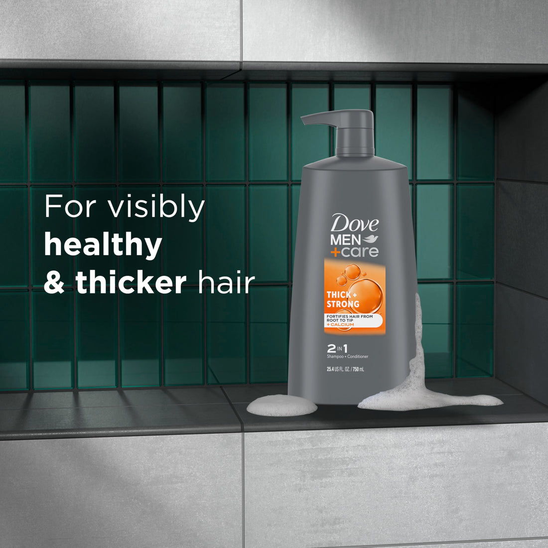 Dove 2 in 1 Shampoo & Conditioner Fortifying Shampoo Cleans and Purifies Thick & Strong Strengthens and Recharges Hair Vigor 25.4 oz 4 count