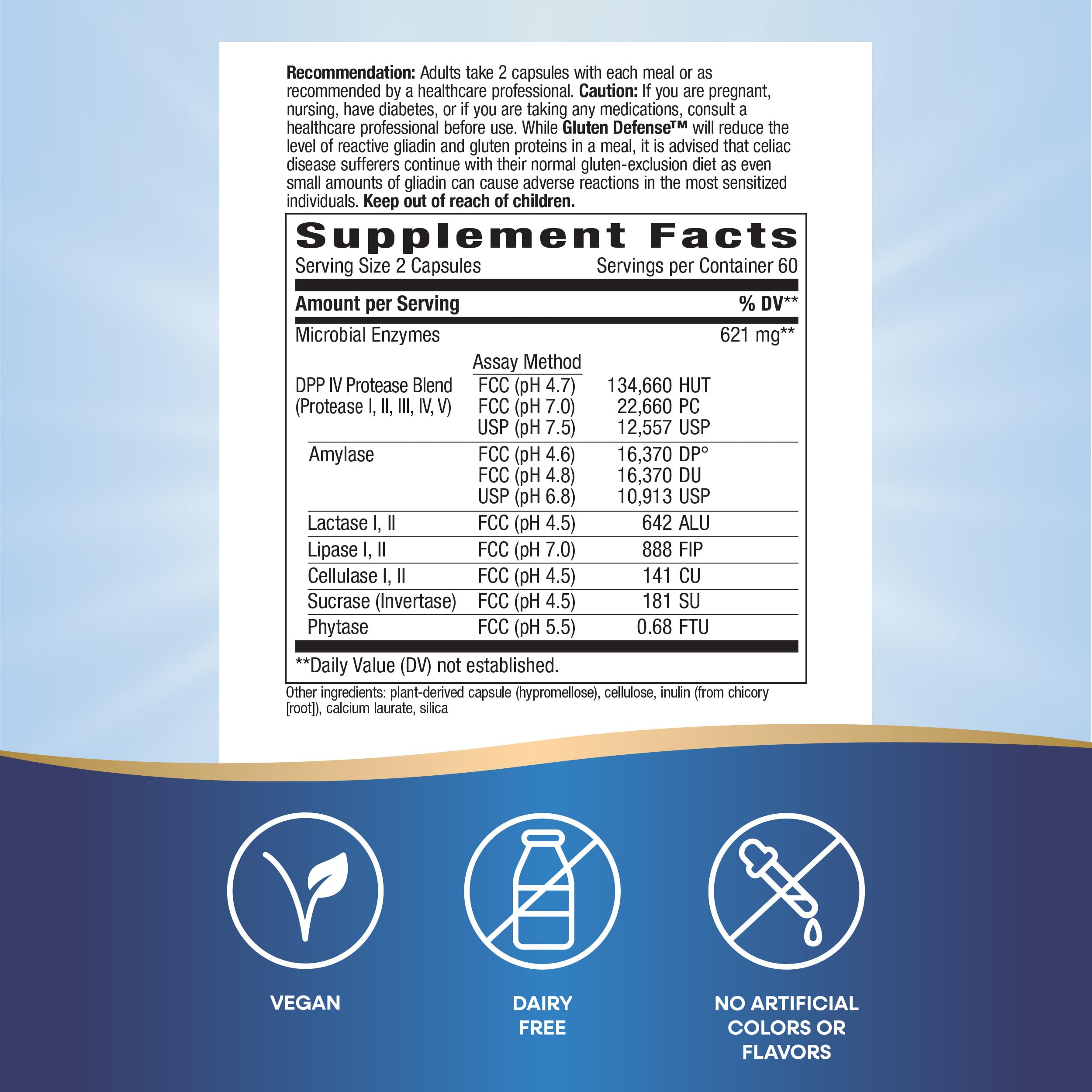 Nature's Way Gluten Defense Digestive Enzymes*, Helps Digest Wheat and Dairy**, Gluten and Casein Digestive Enzymes*, 120 Vegan Capsules (Packaging May Vary)