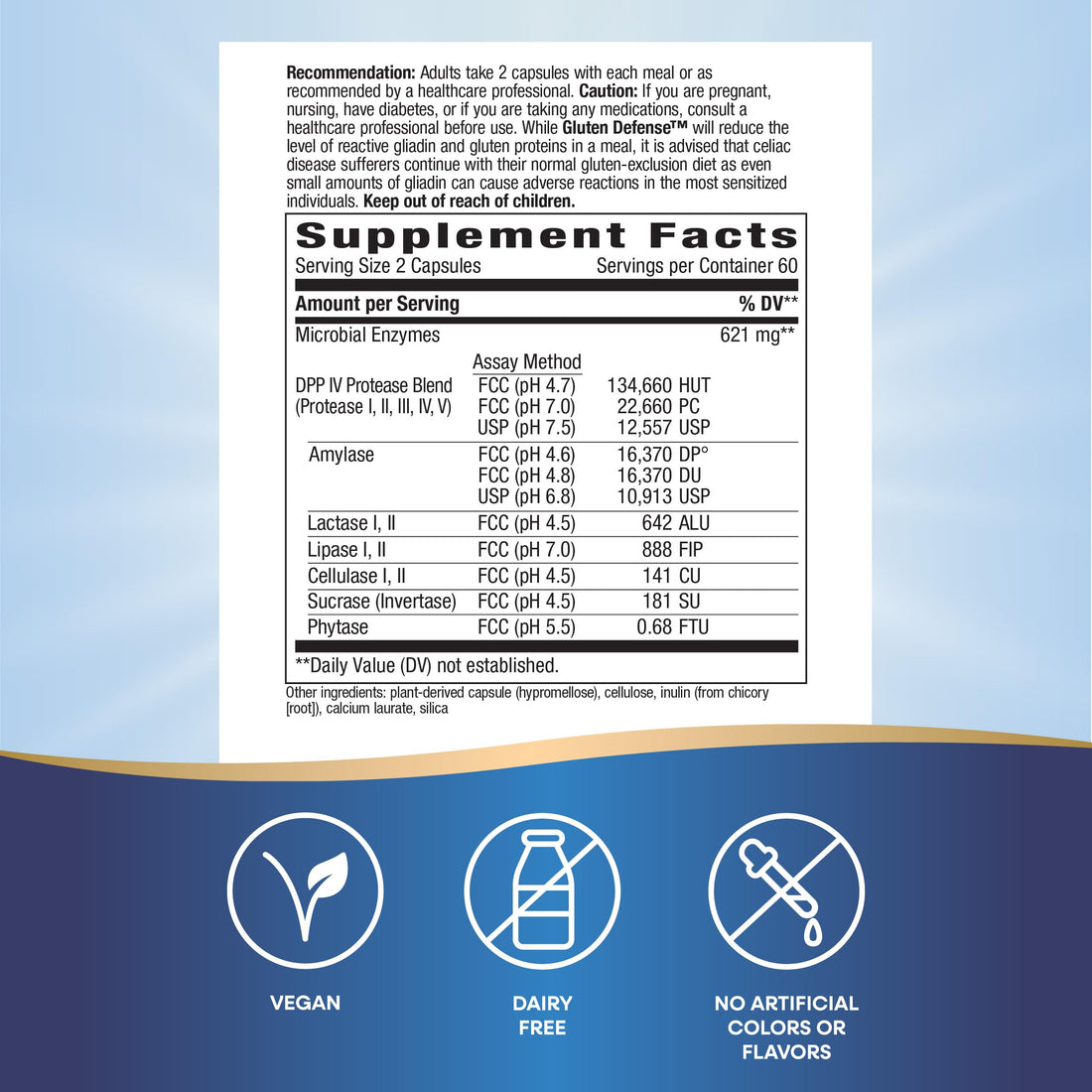 Nature's Way Gluten Defense Digestive Enzymes*, Helps Digest Wheat and Dairy**, Gluten and Casein Digestive Enzymes*, 120 Vegan Capsules (Packaging May Vary)