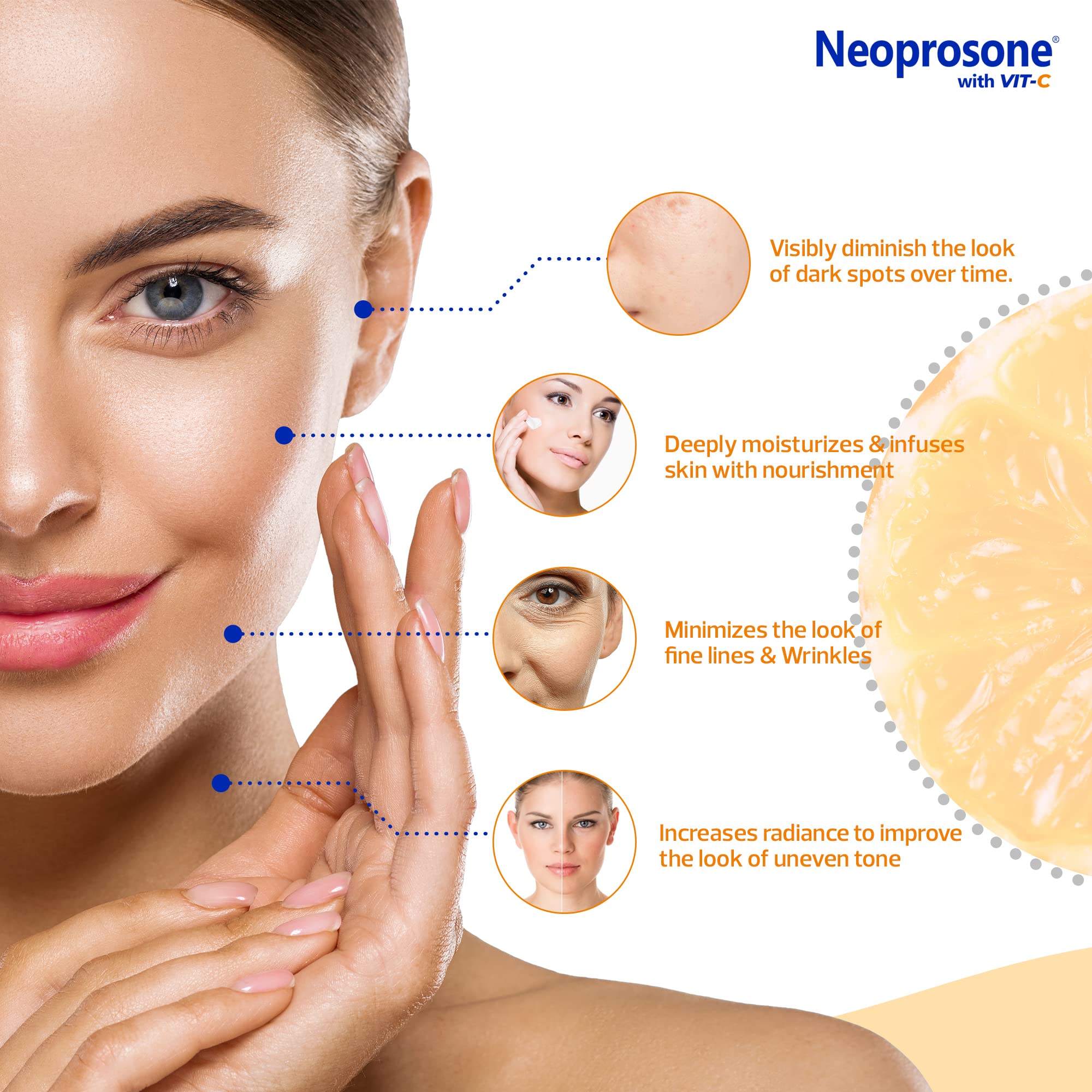Neoprosone Skin Brightening Cream - 1.7 Fl oz / 50 ml - with Vitamin C and Alpha Arbutin Complex