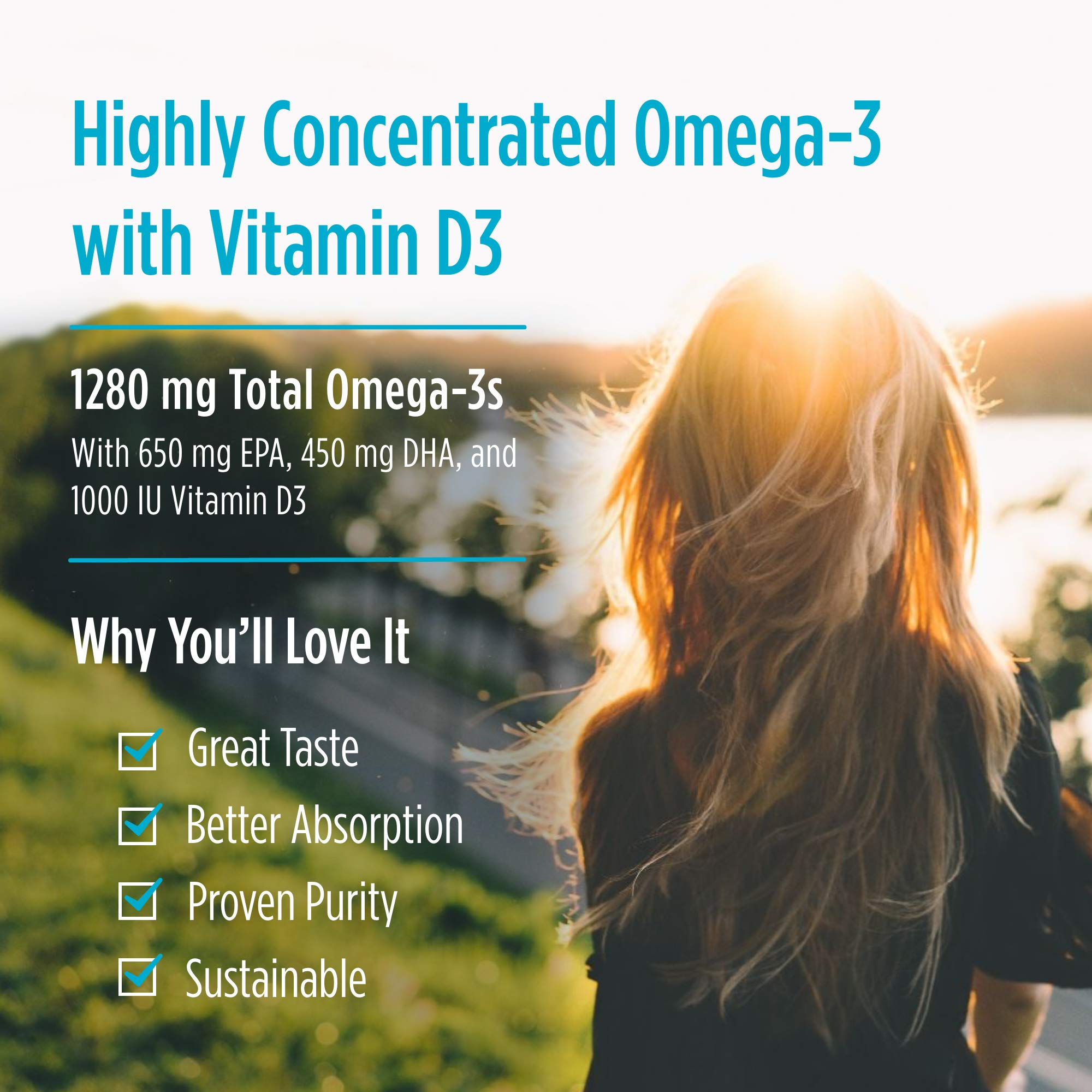 Nordic Naturals ProOmega-D, Lemon Flavor - 180 Soft Gels - 1280 mg Omega-3 + 1000 IU D3 - High-Potency Fish Oil - EPA & DHA - Brain, Eye, Heart, & Immune Health - Non-GMO - 90 Servings