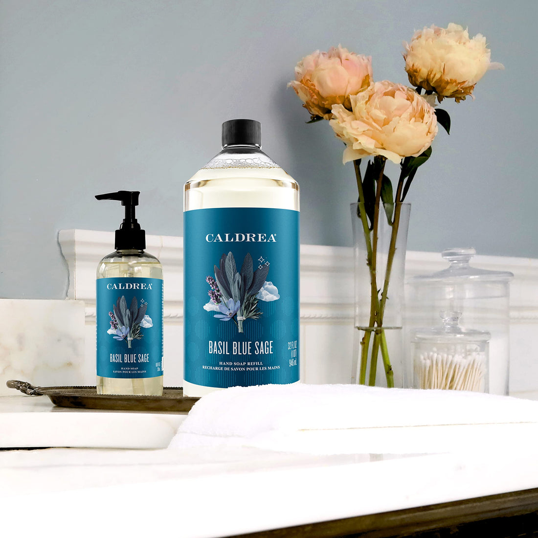 Caldrea Liquid Hand Soap Refill, Basil Blue Sage, 32 Fluid Ounce