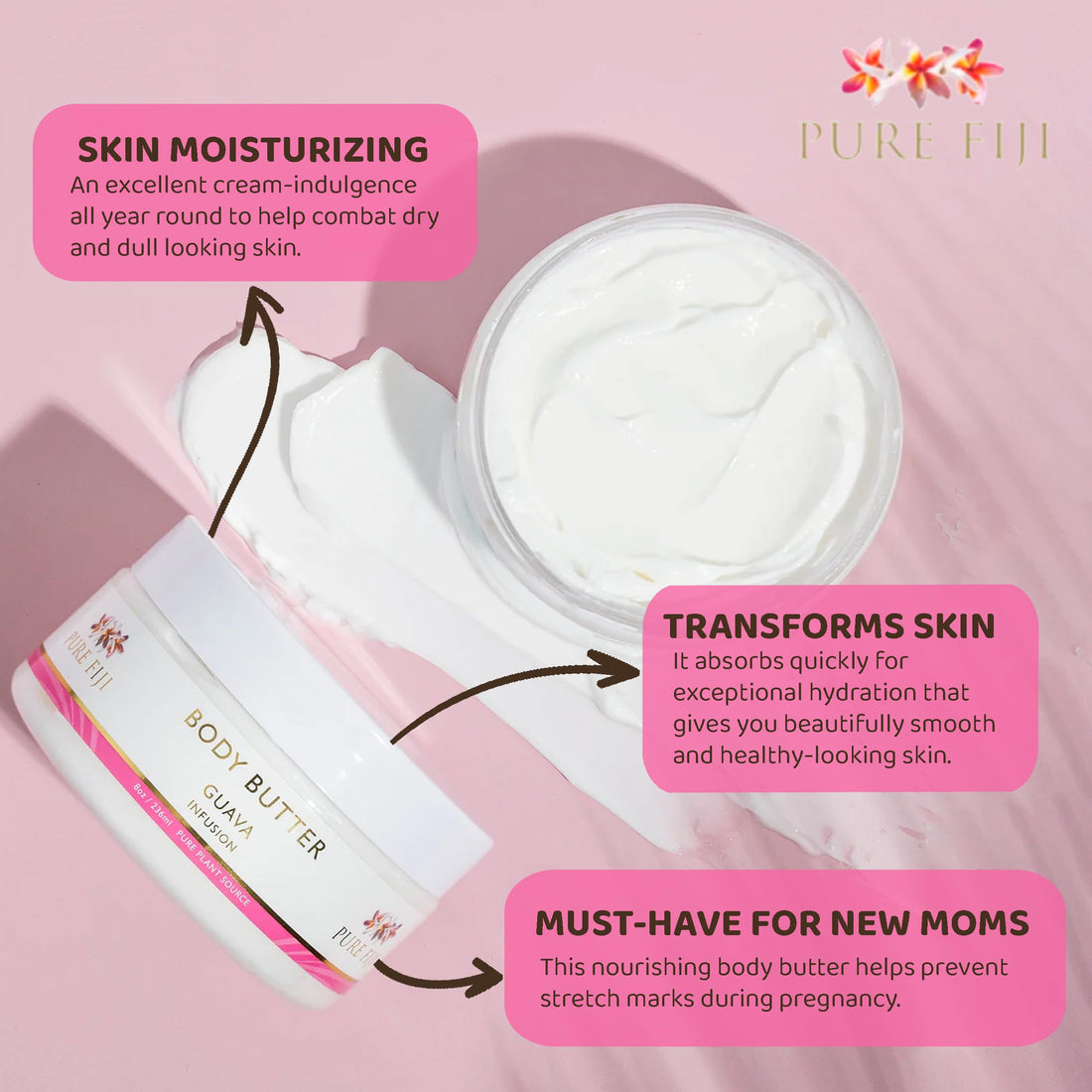 PURE FIJI Body Butter, Guava, 8 Ounce